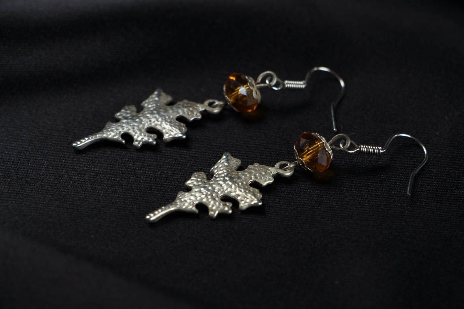 Metal earrings Leaves photo 2
