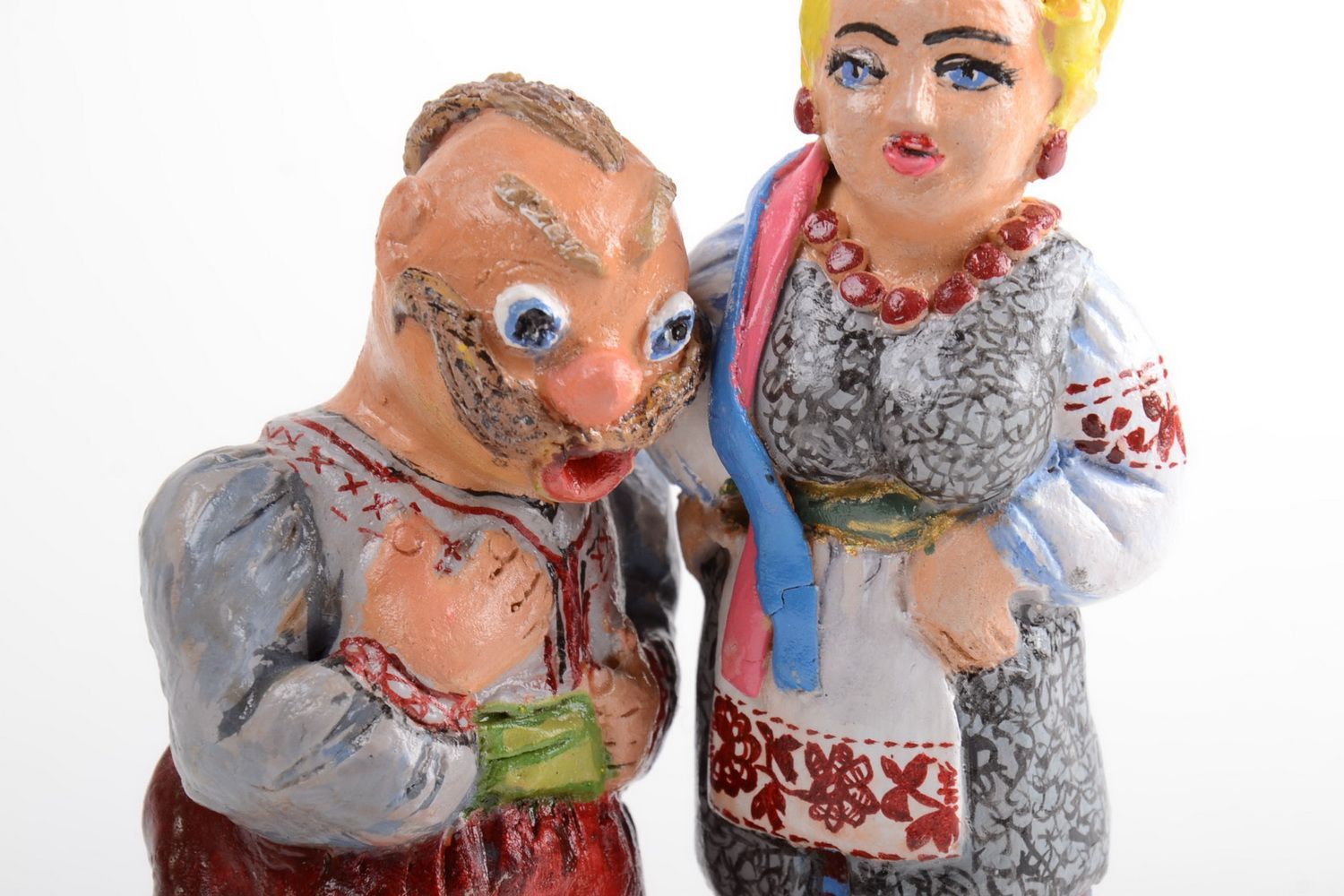 Schöne originelle Keramik Deko Figuren Set 2 Stück mit Bemalung Handarbeit foto 4