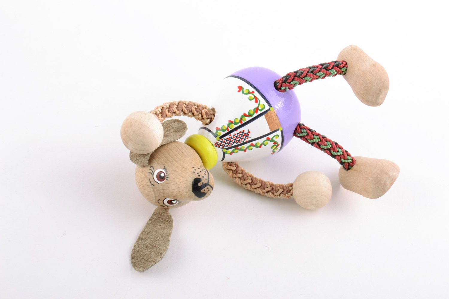 Petit jouet Chien en bois original colorants écologiques fait main pour enfant photo 5