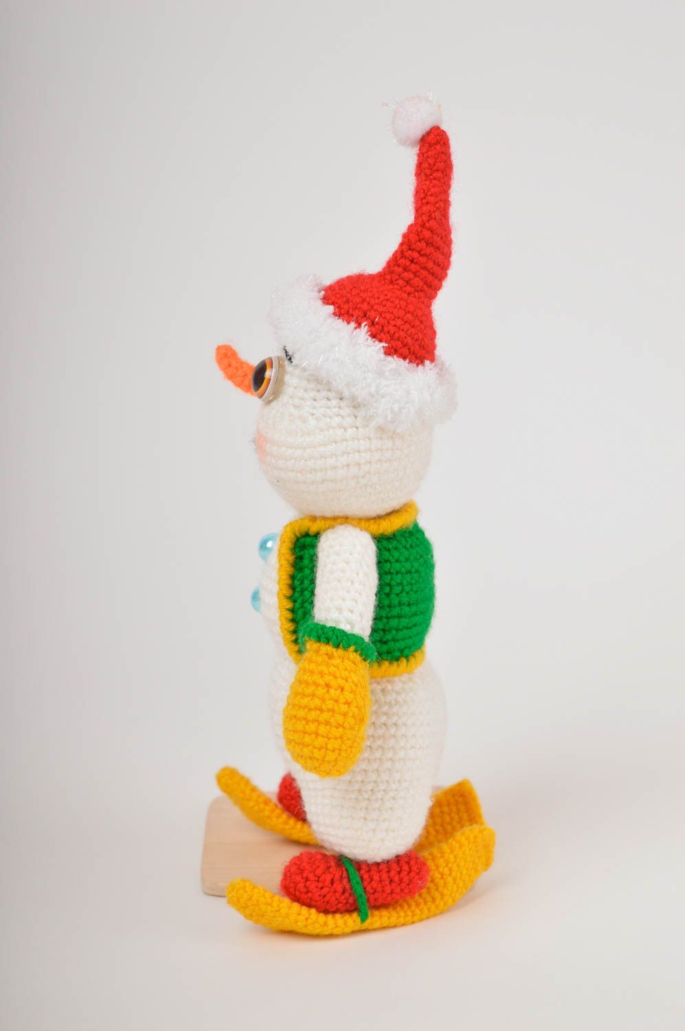 Peluche bonhomme de neige Jouet fait main de Noël tricoté Cadeau enfant photo 5