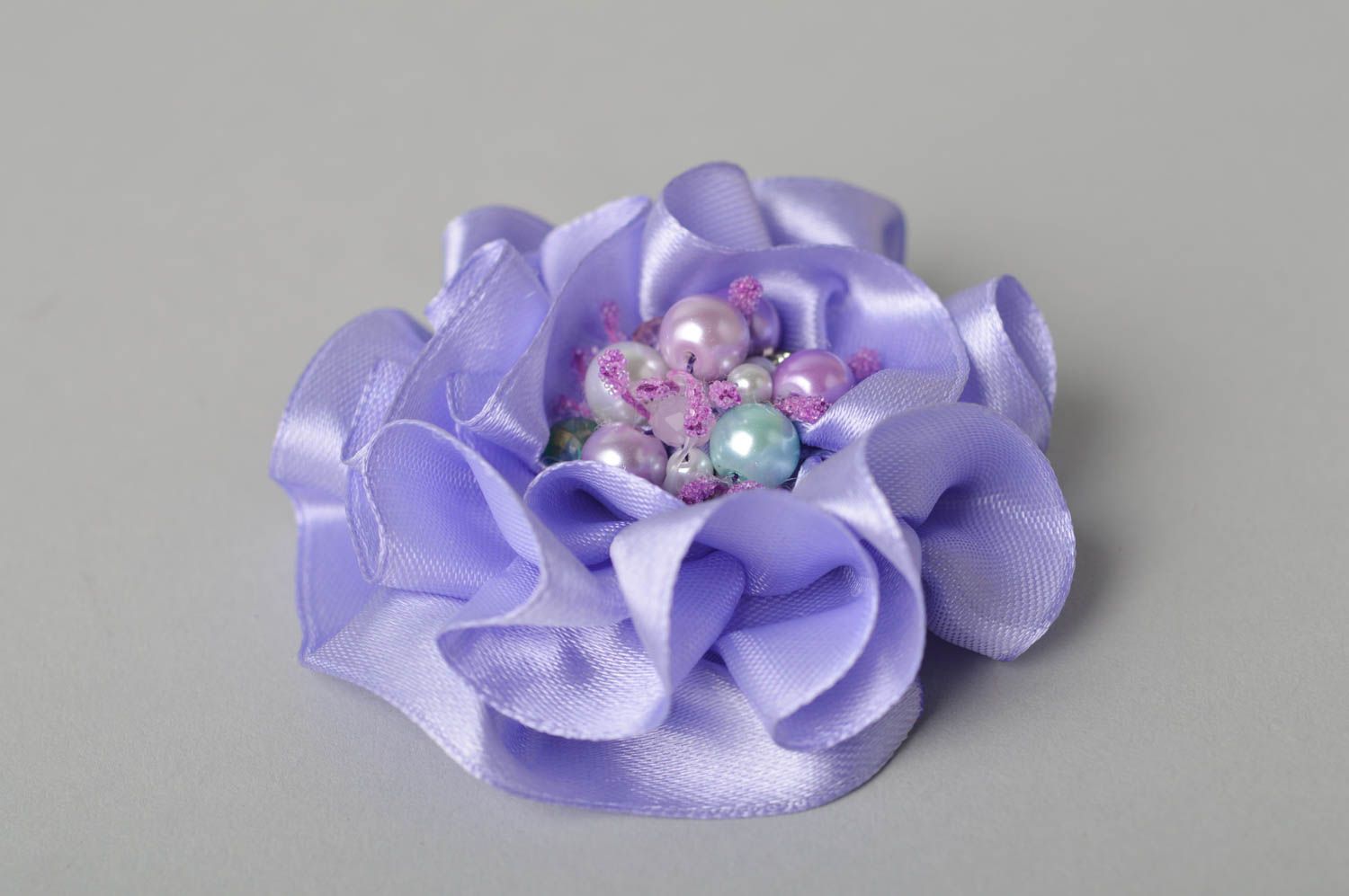 Broche fleur violette faite main Accessoire femme en tissu Petit cadeau femme photo 2
