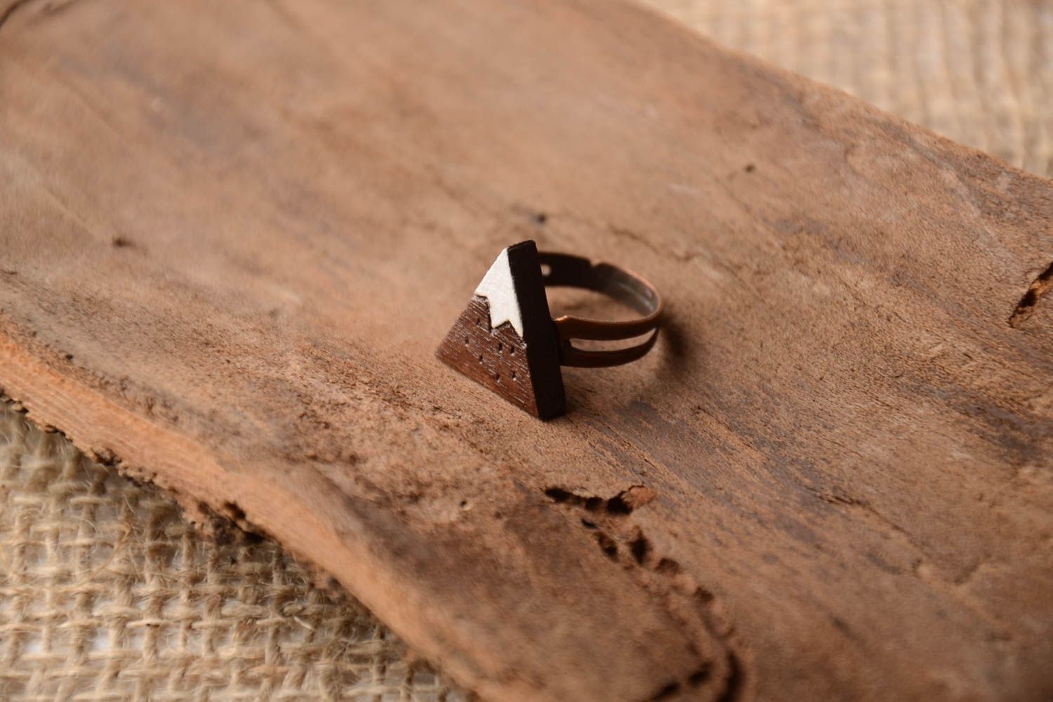 Ring Geschenk handmade Schmuck Damen Ring Schmuck Accessoire aus Holz bemalt foto 1