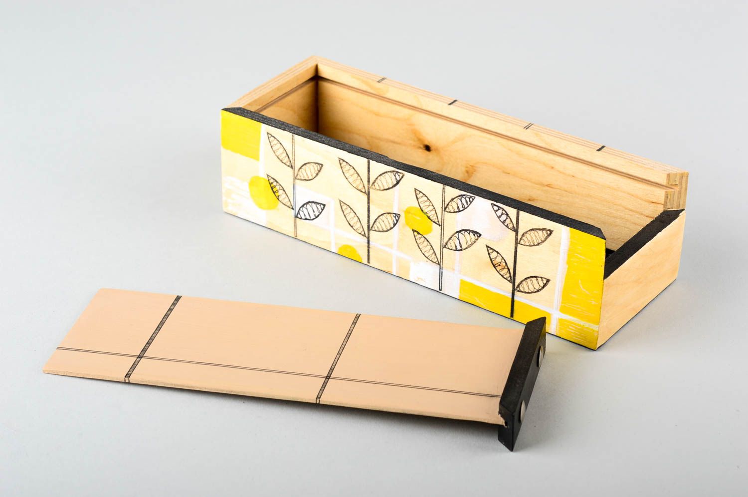 Caja de madera decorada hecha a mano estuche para joyería regalo original  foto 3