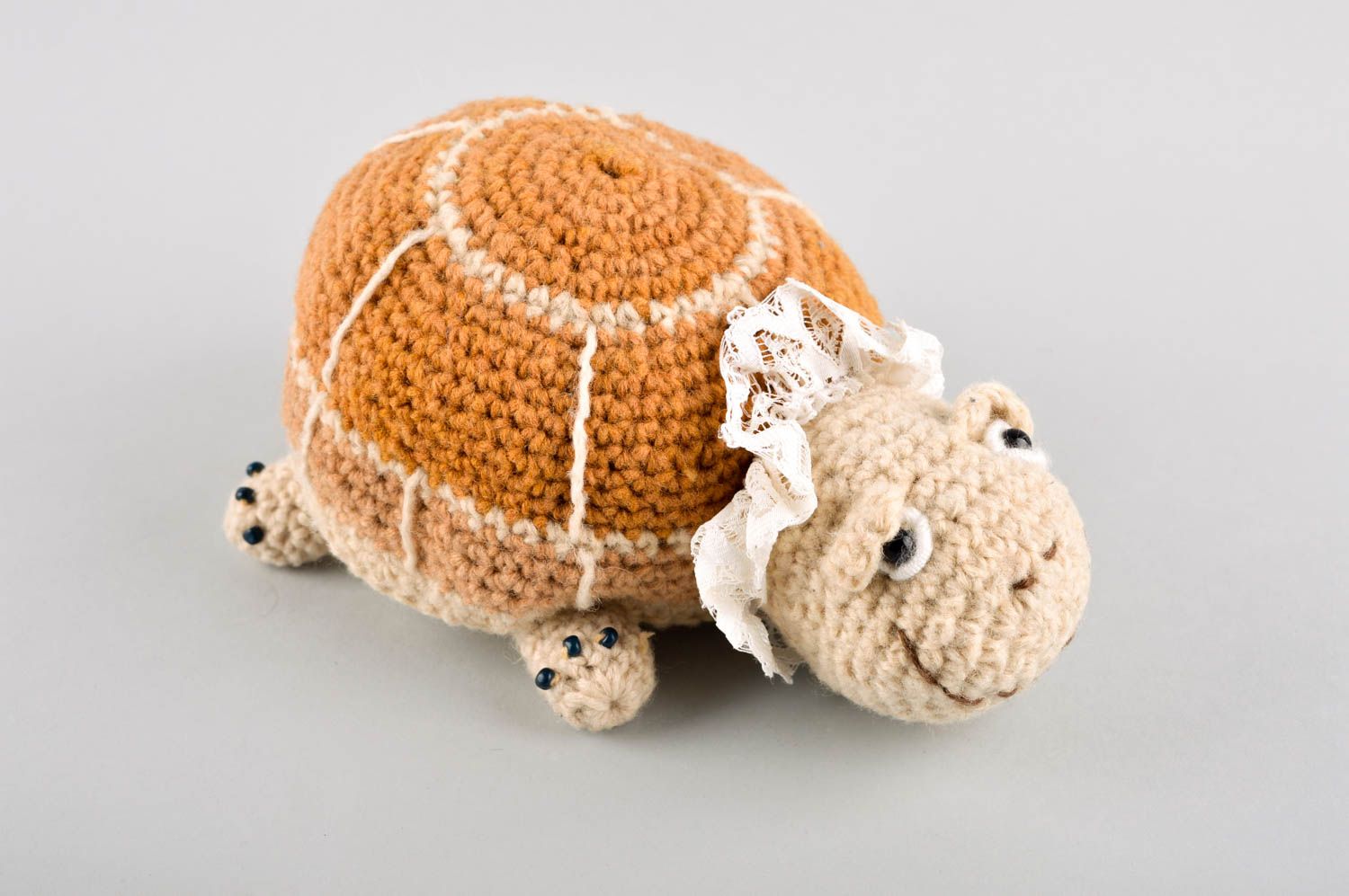 Handmade unusual turtle toy beautiful knitted toy designer textile toy photo 2