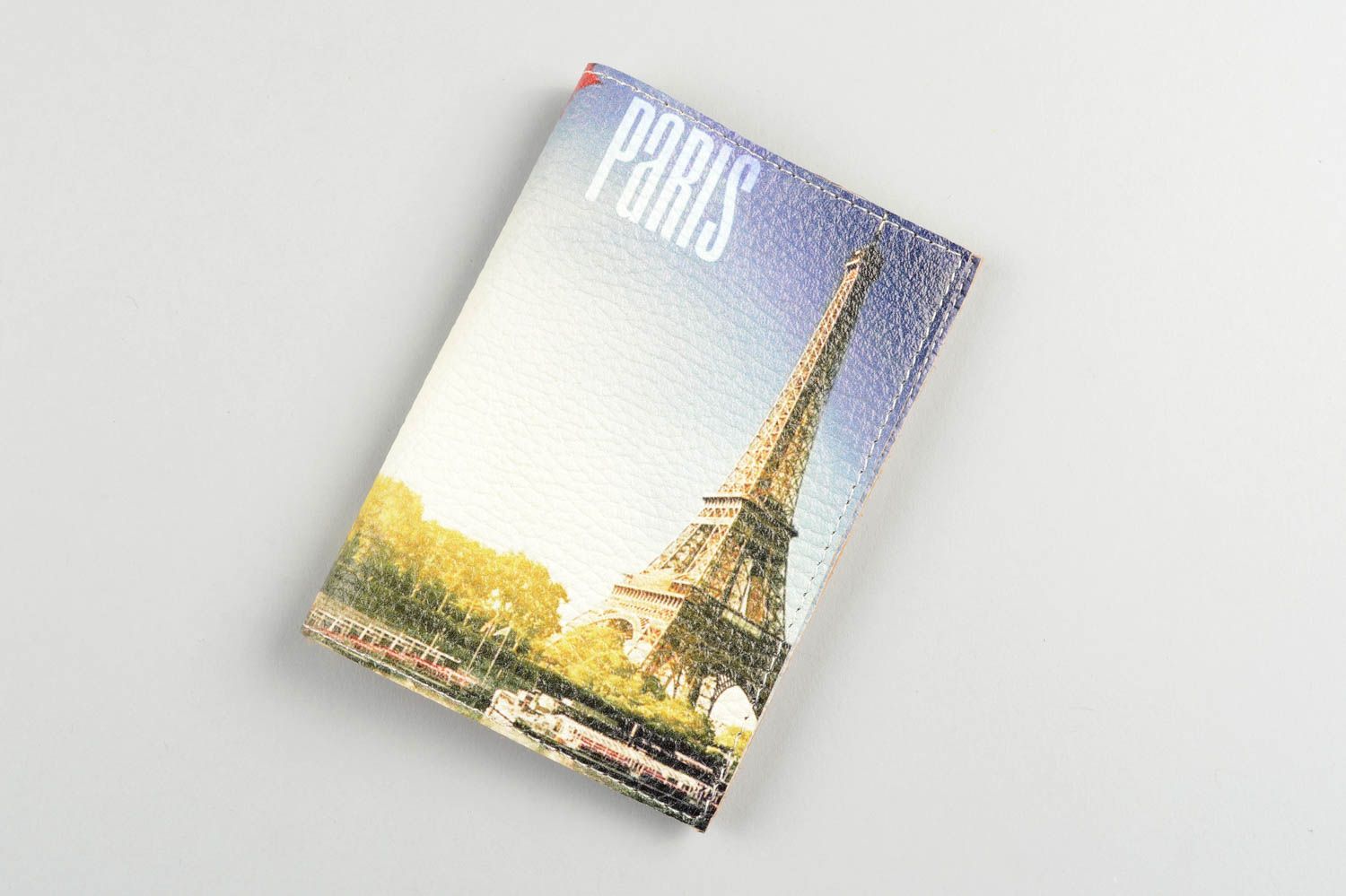 Funda de cuero artesanal regalo original estuche para pasaporte París bonito foto 4