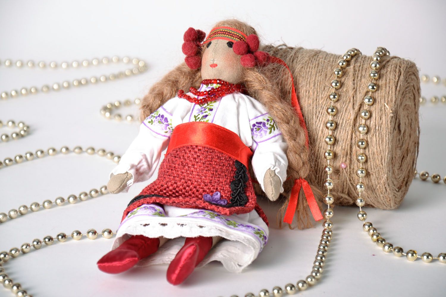Ethnic doll made of natural fabric photo 1