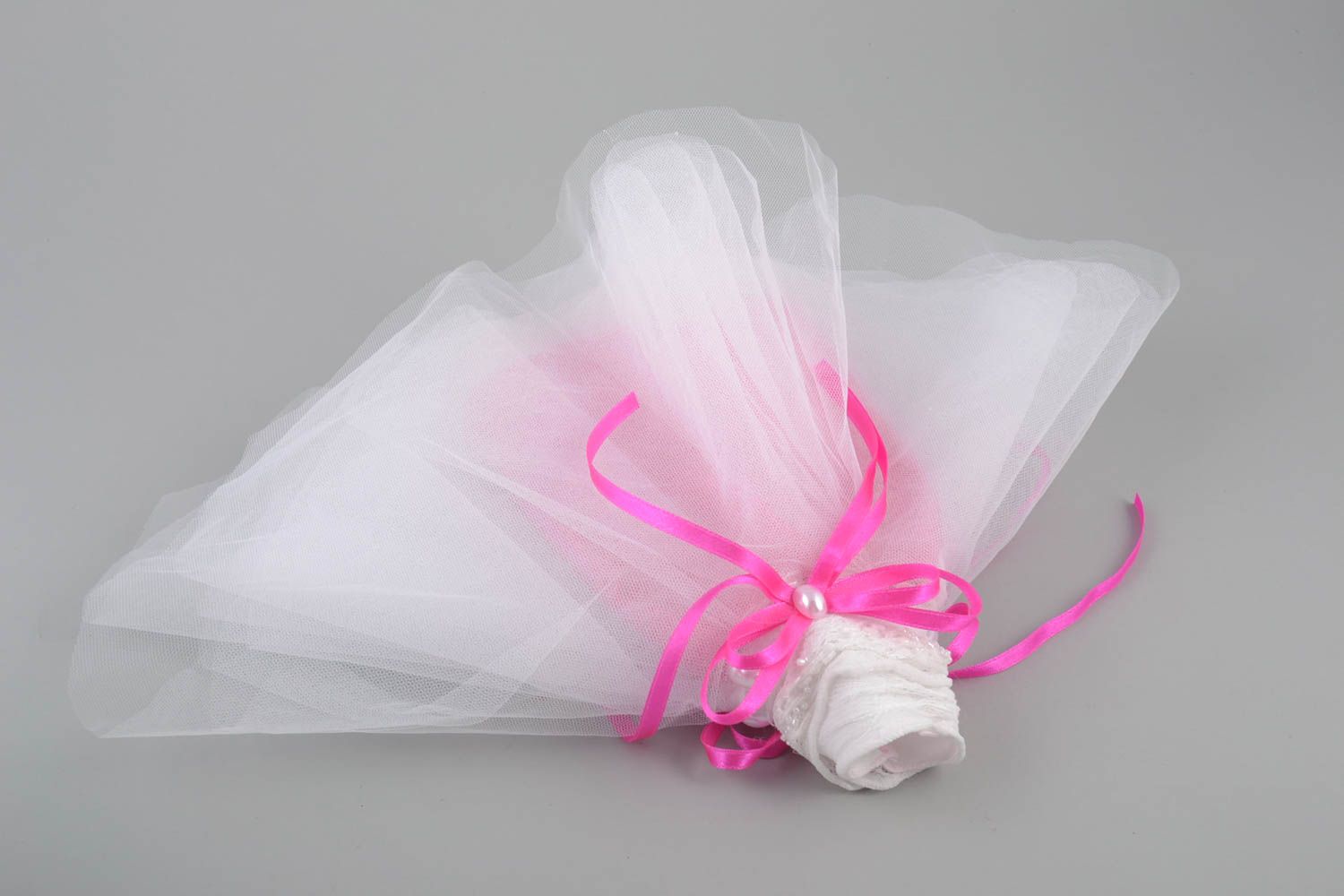 Bride's clothes for bottle of champagne tender wedding accessory in light shades photo 2