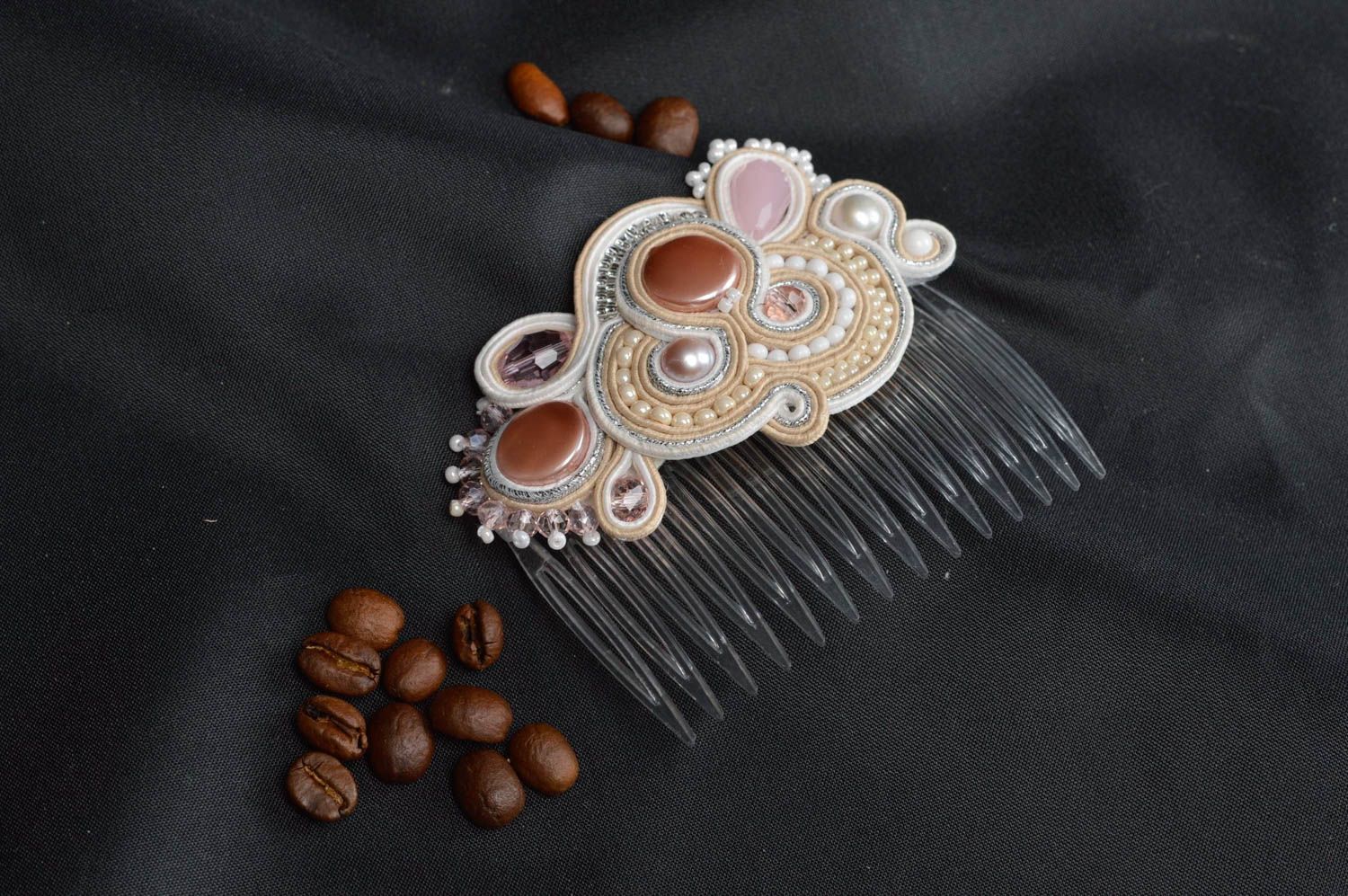 Handmade hair comb soutache barrette designer hair accessories for women photo 1