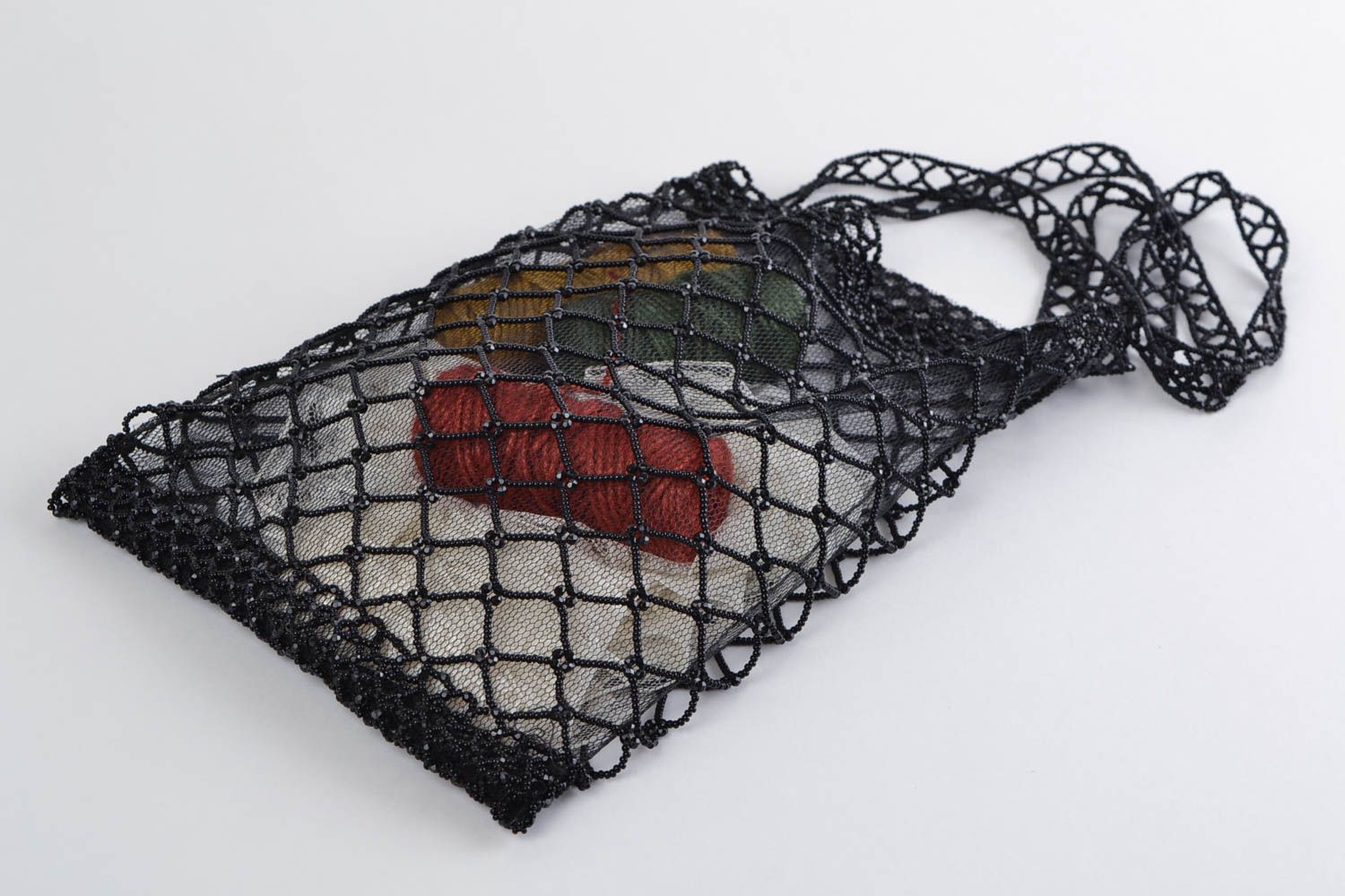 Durchsichtige geflochtene Tasche mit Glasperlen für Frauen Künstler Handarbeit foto 2