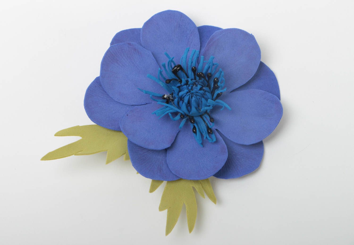 Blaue grelle schöne handgemachte Haarklammer mit Blume aus Foamiran für Damen foto 2