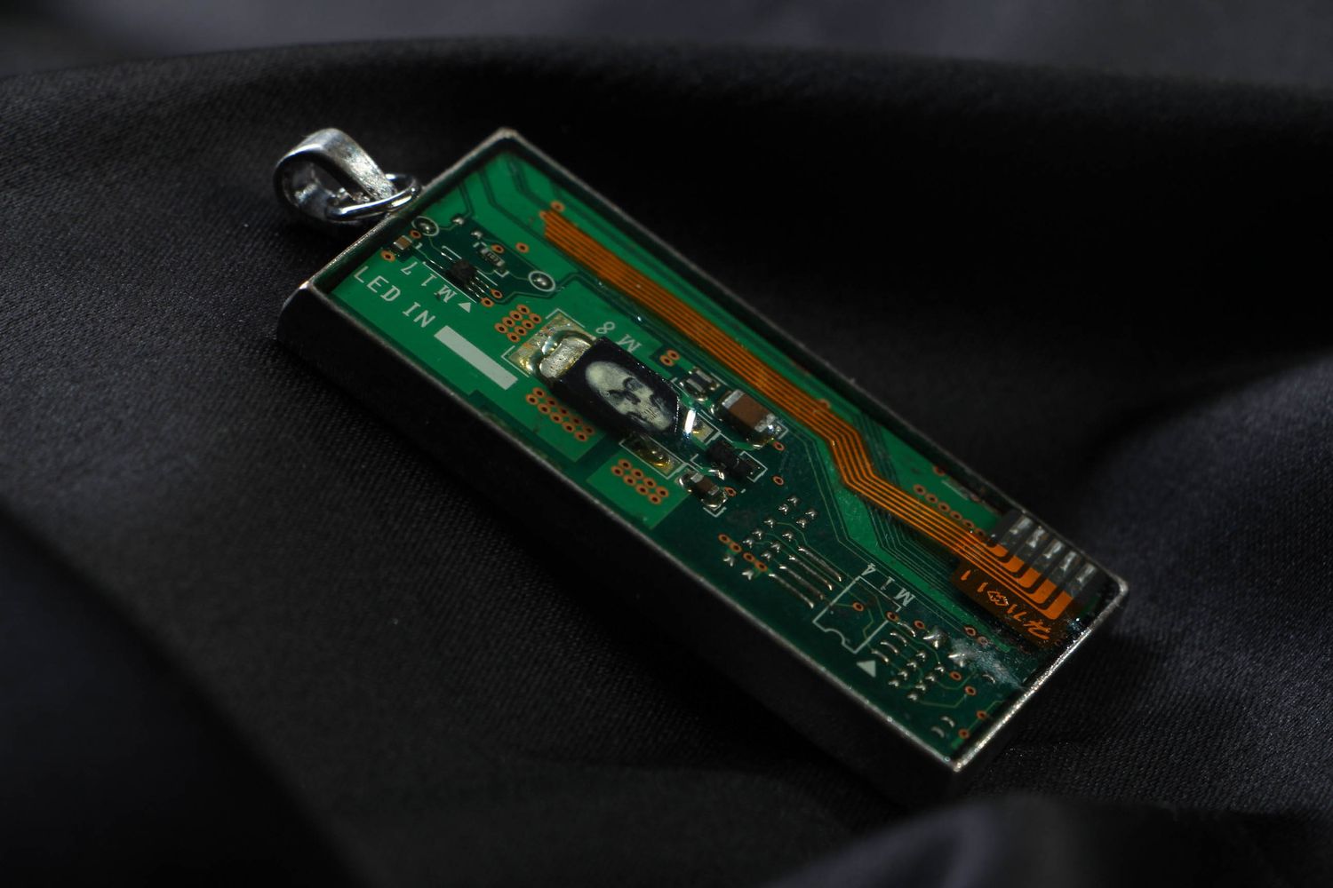 Rectangular pendant with microchips in cyberpunk style photo 2
