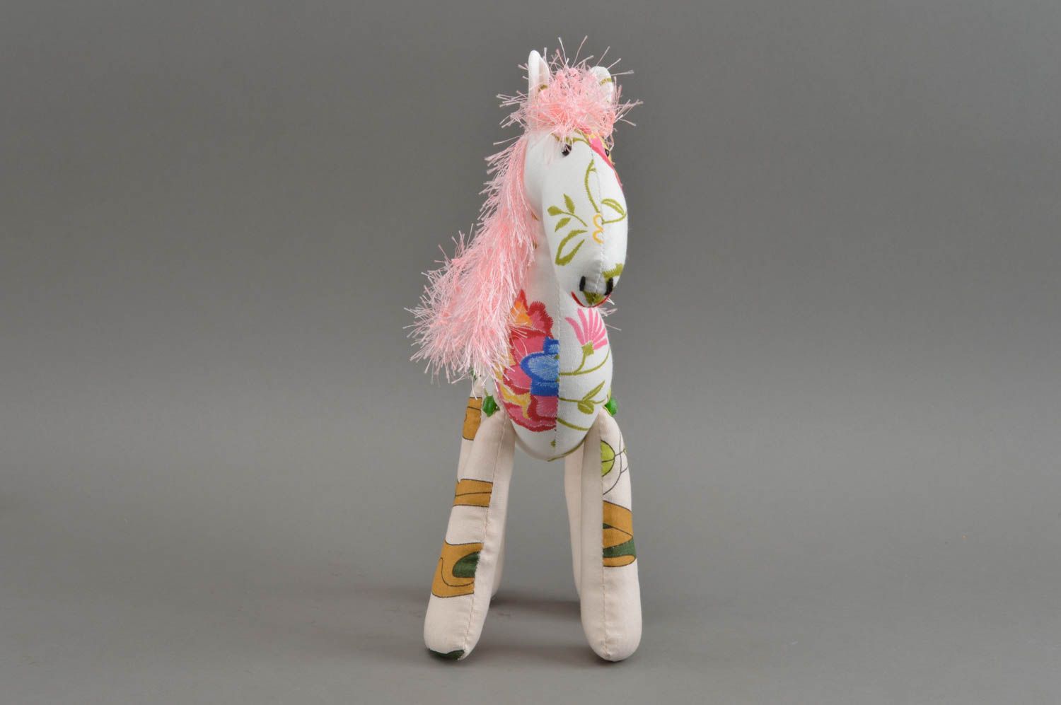 Juguete artesanal de tela e hilos peluche para niños regalo original caballo foto 5