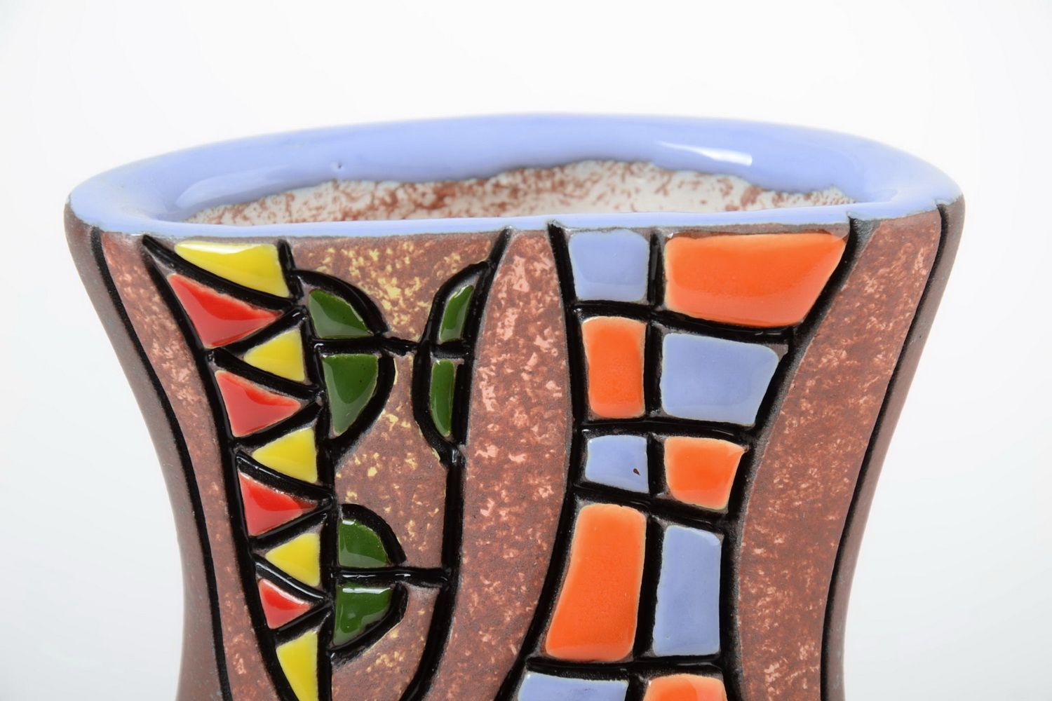 Vase peint de pigments colorés en demi-porcelaine fait main design 1.5 l photo 4