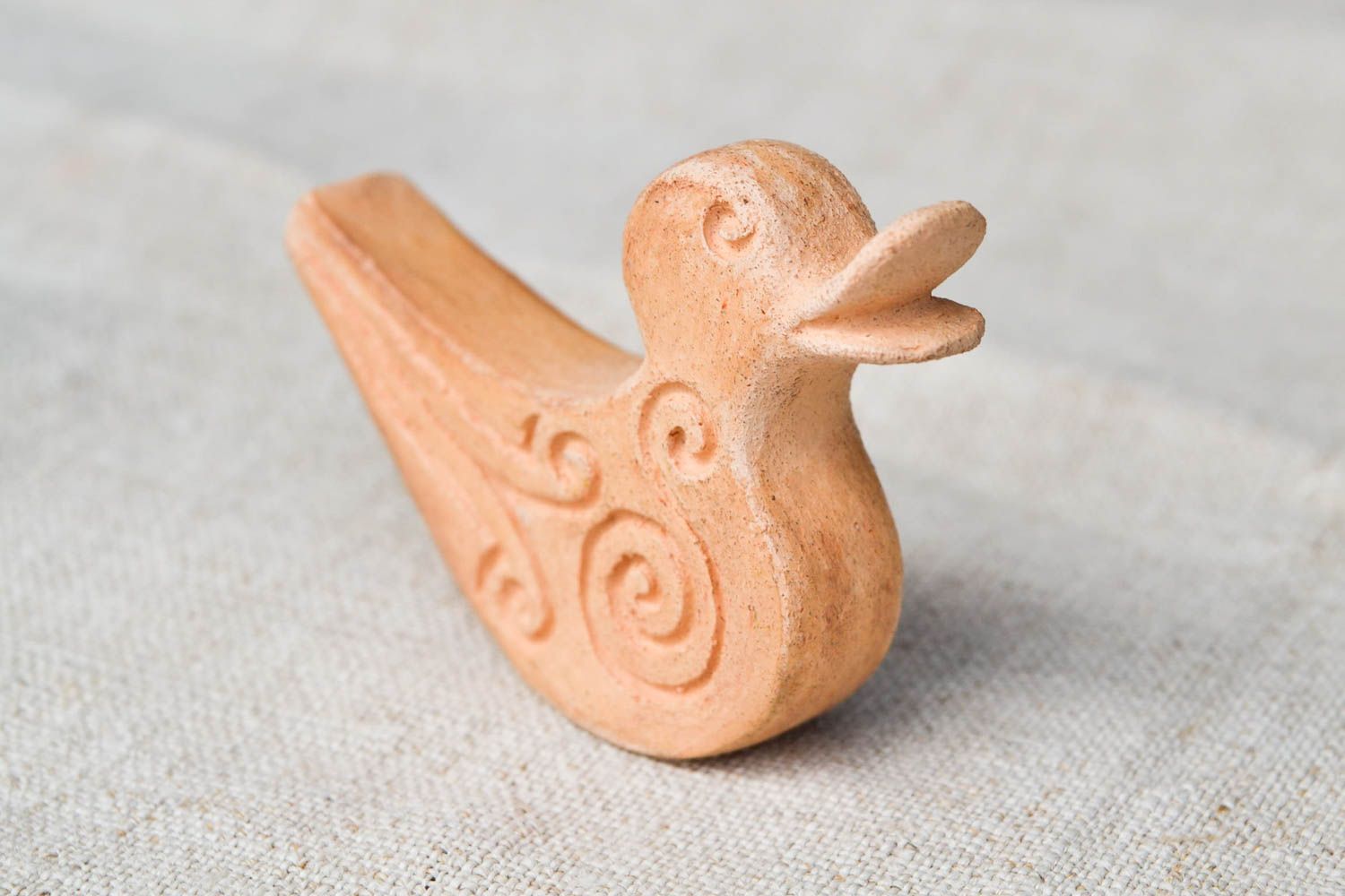 Silbato artesanal de arcilla pato regalo para niños instrumento de viento foto 4