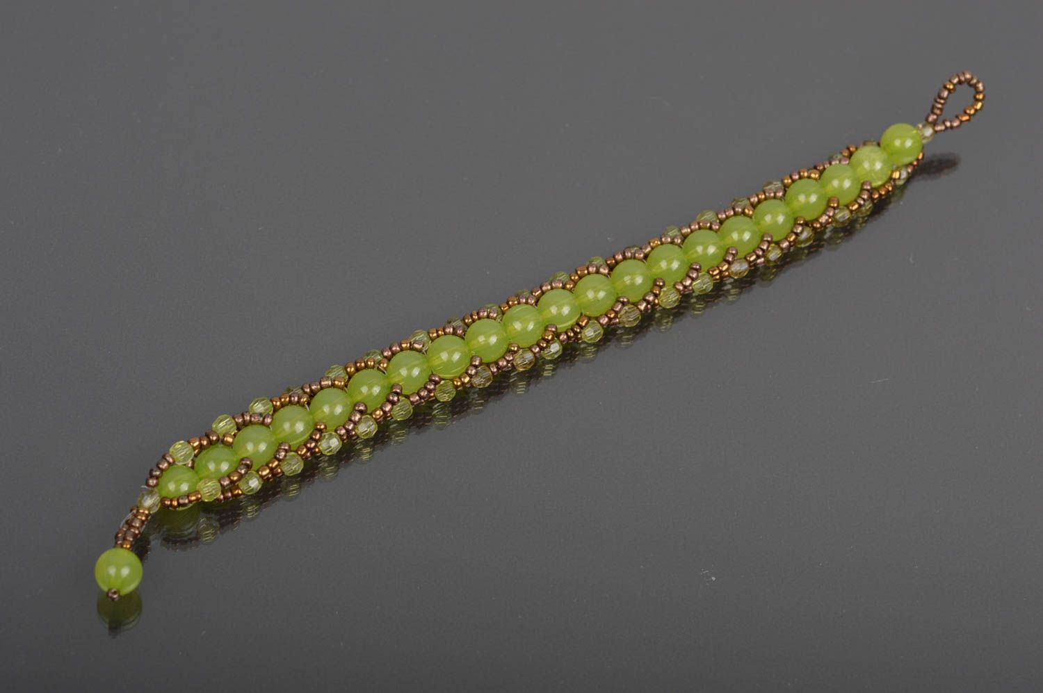 Bracelet en perles de rocaille Bijou fait main vert original Cadeau femme photo 2