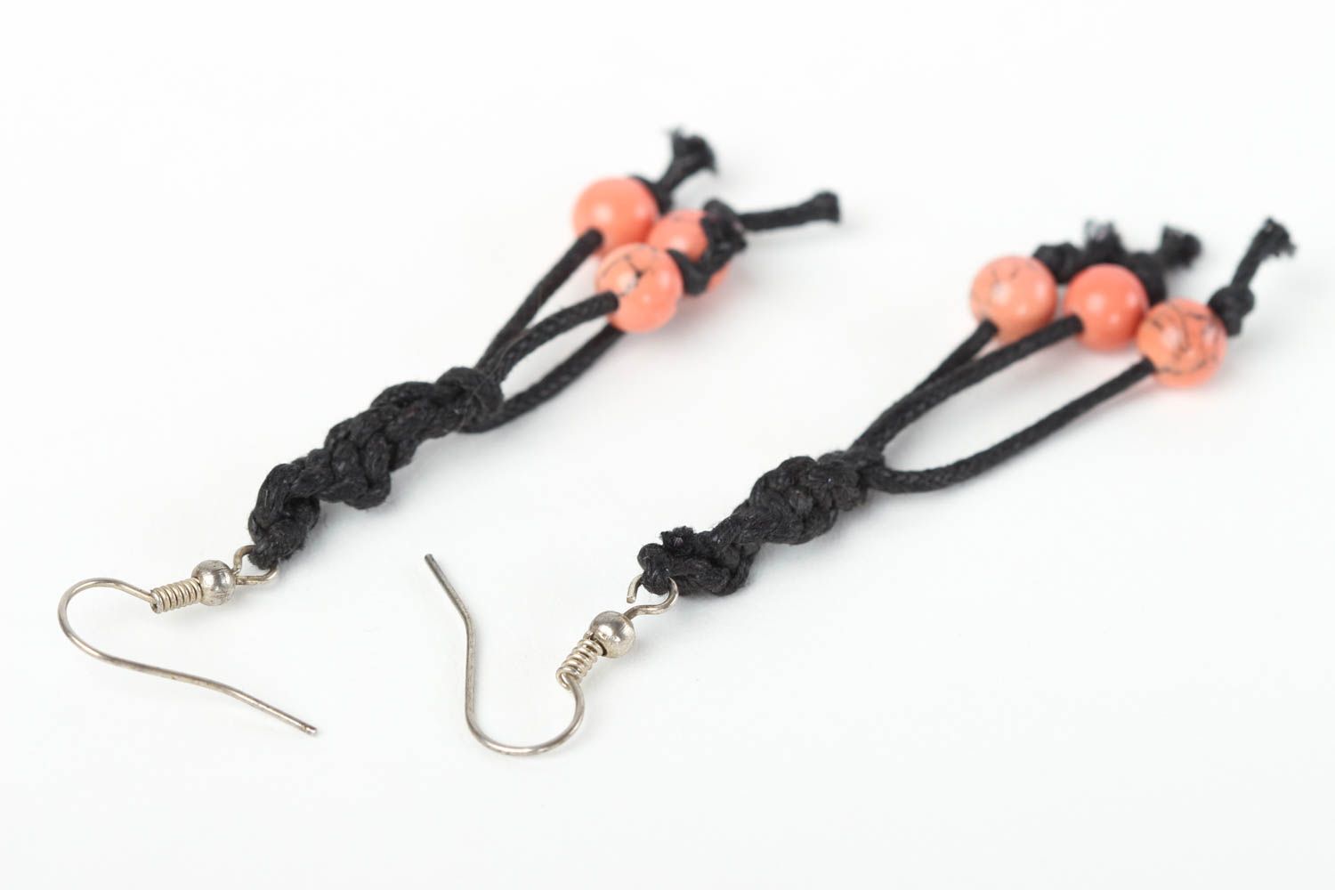 Stylish handmade cord earrings gemstone bead earrings beaded earrings design photo 4