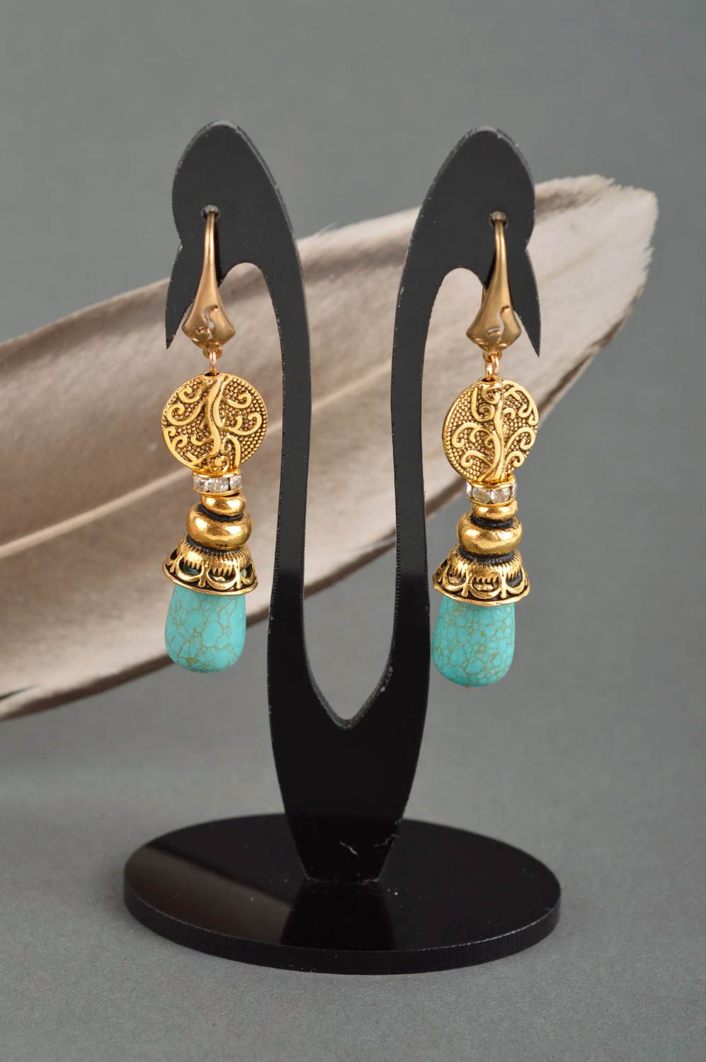 Ohrringe aus Metall handmade Naturstein Schmuck in Blau Juwelier Modeschmuck foto 1