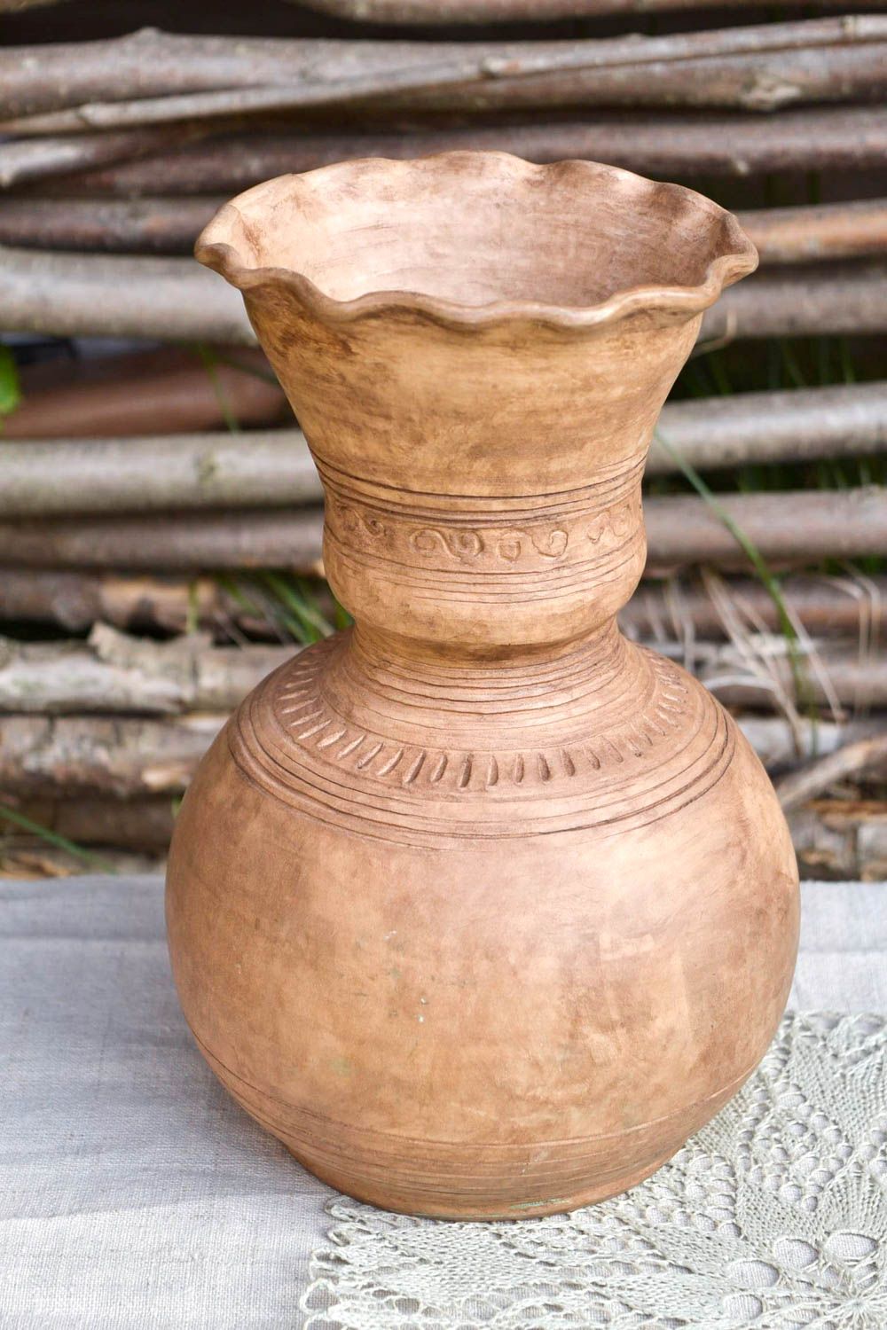 Large ceramic handmade flower 100 oz vase 10, 3 lb photo 1