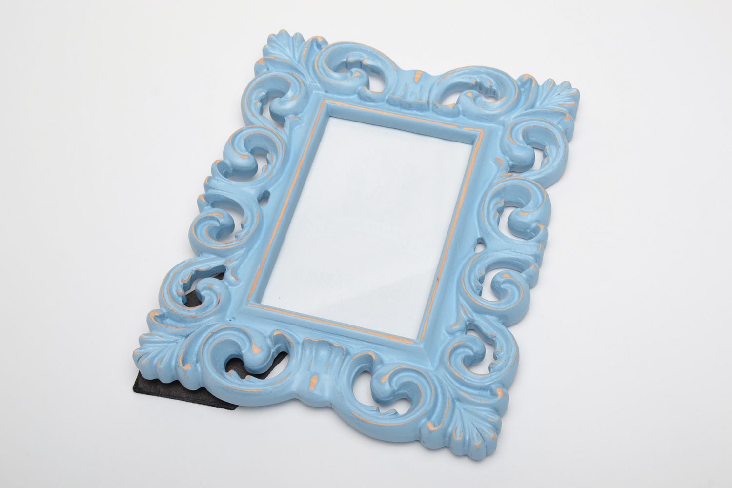 Blue carved wooden photo frame 10х15 inches photo 2