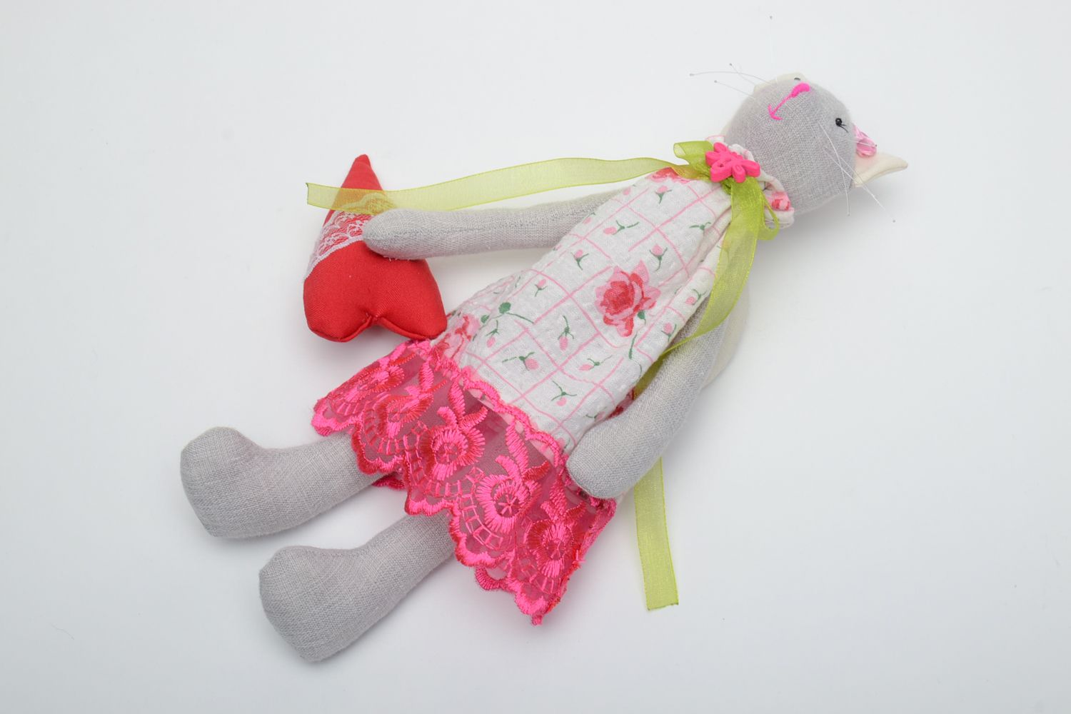 Fabric toy kitty in dress photo 2