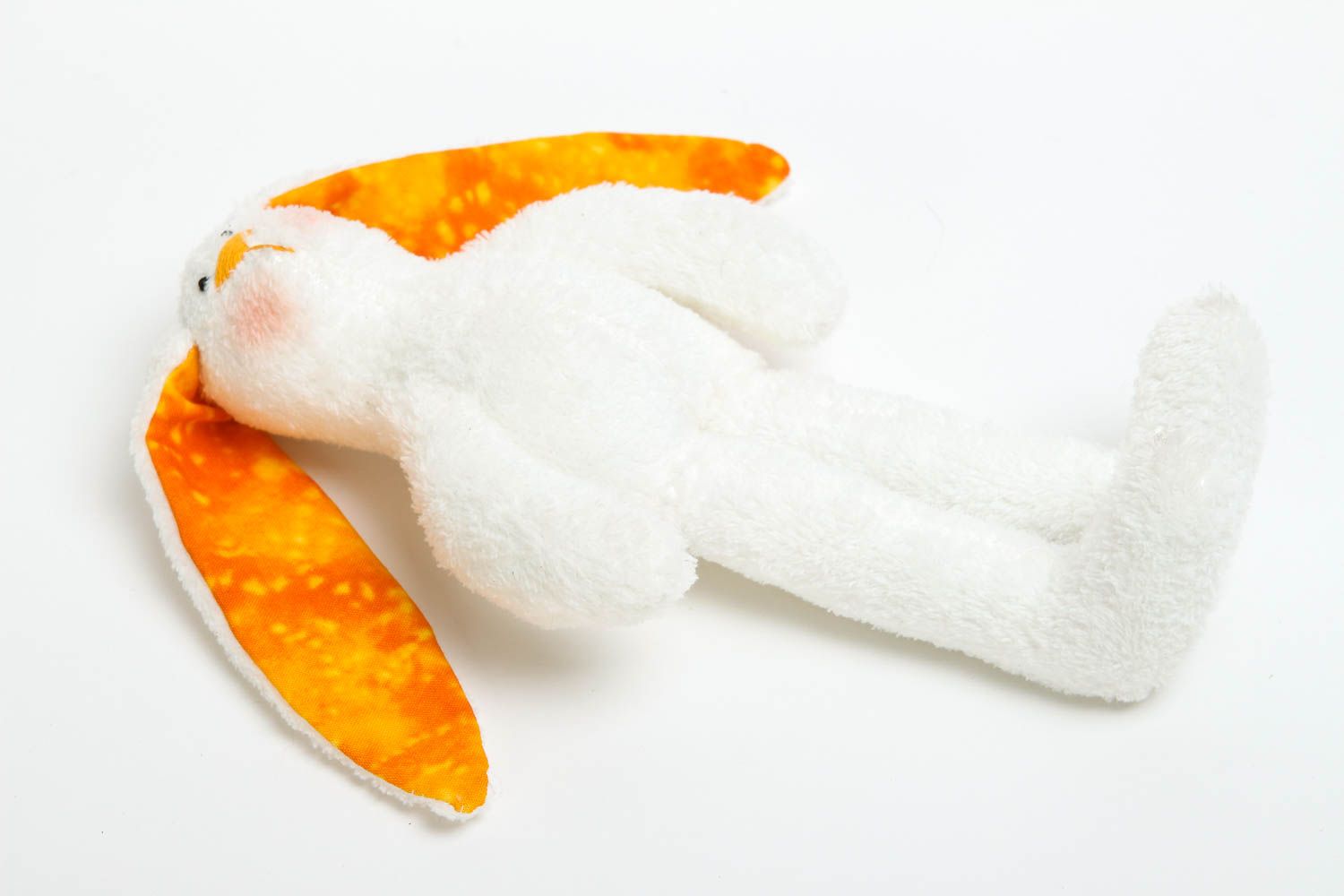 Handmade Stoff Spielzeug Geschenk für Kinder weißes Kuscheltier Hase Trikotage foto 3