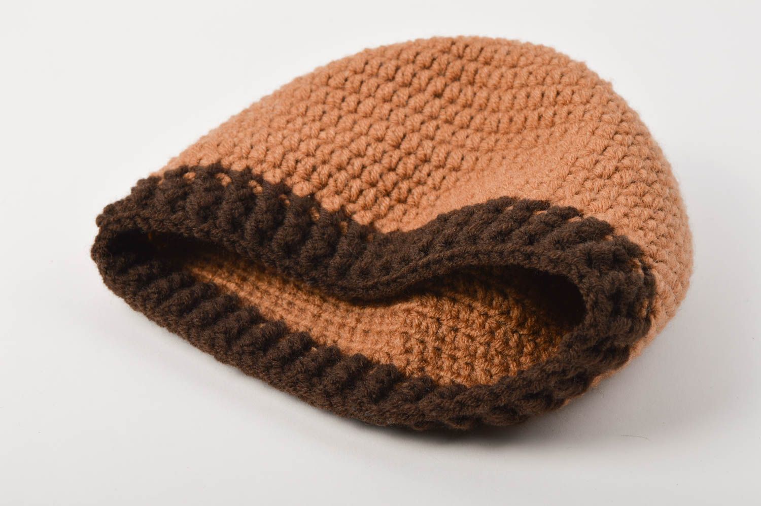 Bonnet tricot Chapeau fait main brun Vêtement enfant cadeau pour enfant photo 1