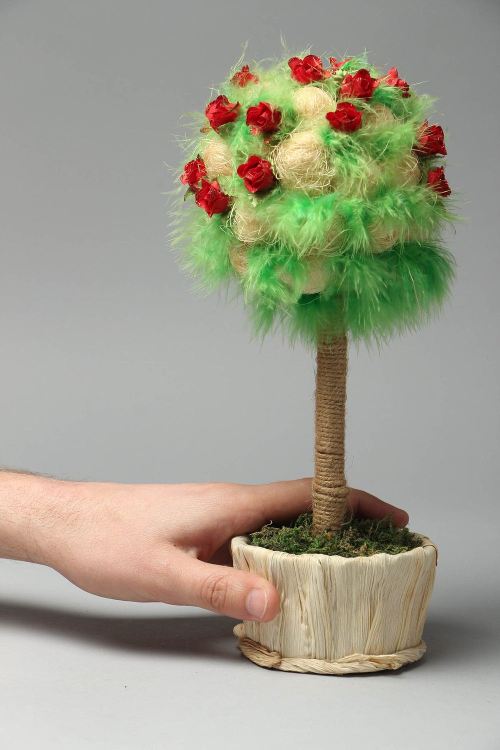 Topiario albero decorativo fatto a mano con rose alberello della felicità foto 4