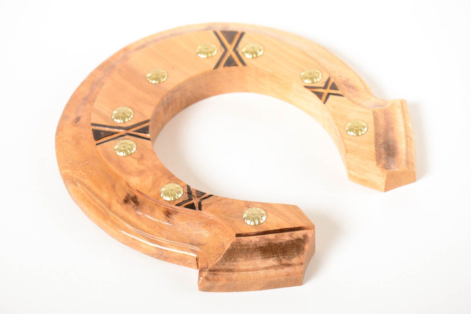 Handmade stylish wooden souvenir cute home amulet wooden horseshoe gift photo 2