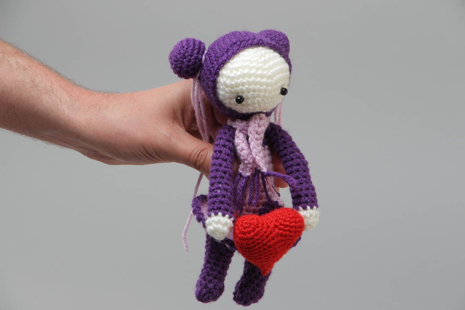 Soft handmade crocheted decorative toy girl made of threads designer interior toy photo 5