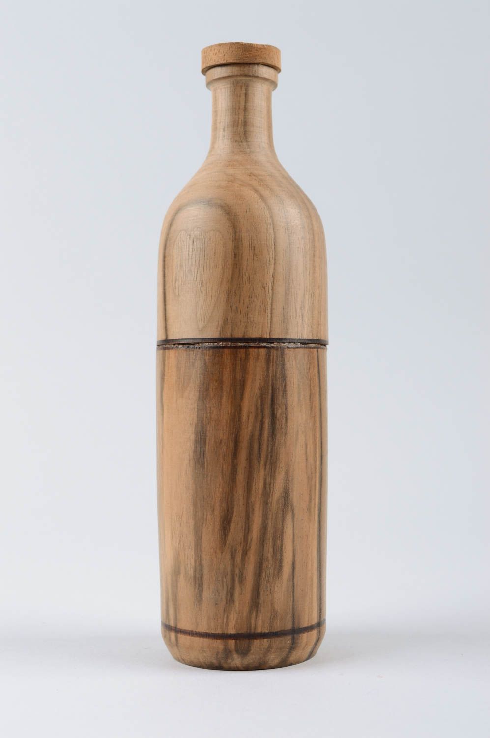Wooden handmade bottle in walnut color for home décor 0,5 lb photo 4