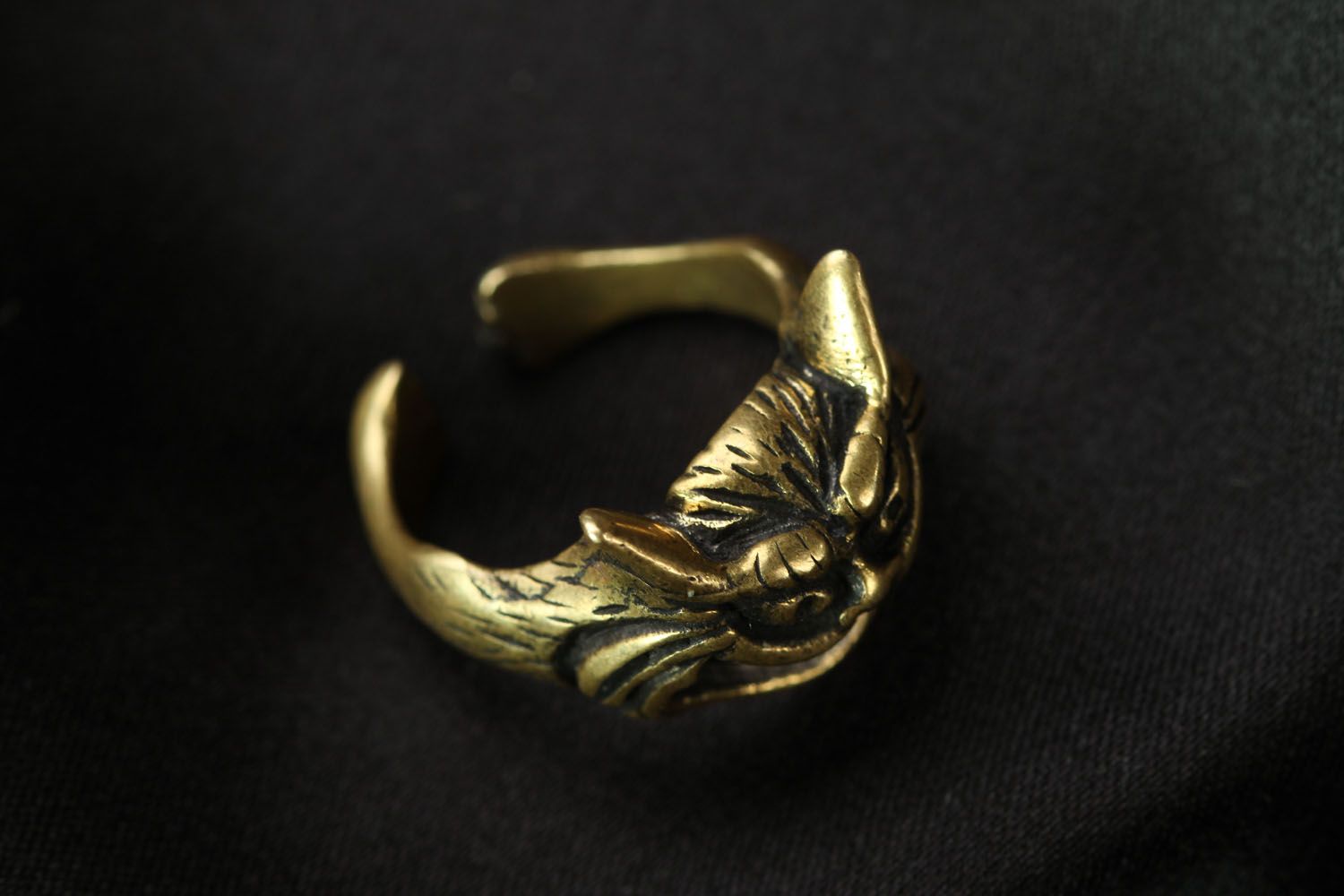 Grinsekatze Ring aus Bronze foto 1