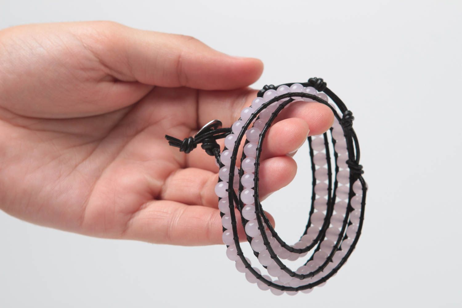 Handmade mehrreihiges Armband Schmuck gehäkelt Accessoire für Frauen schön grell foto 6
