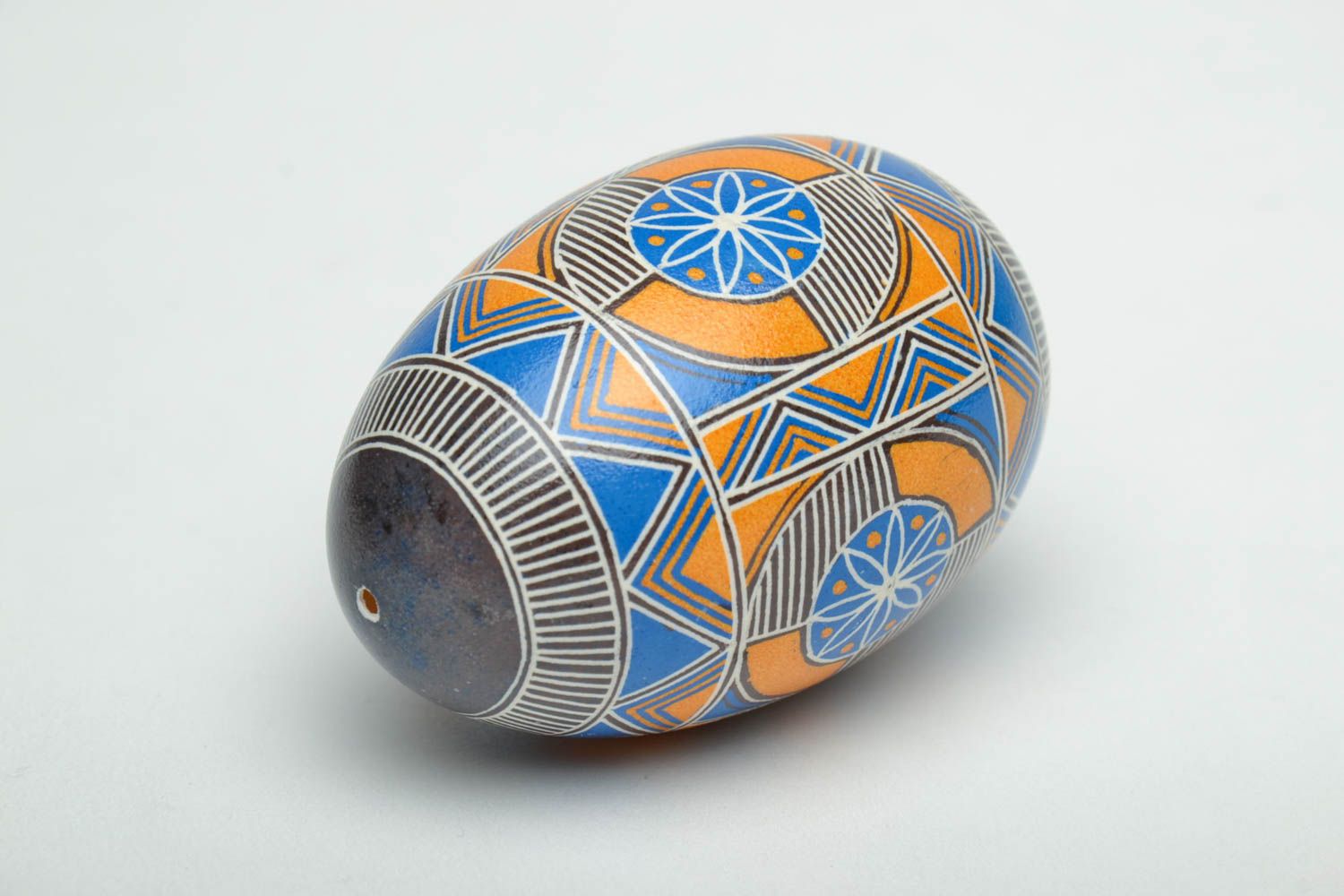Painted goose egg with geometric ornament photo 5