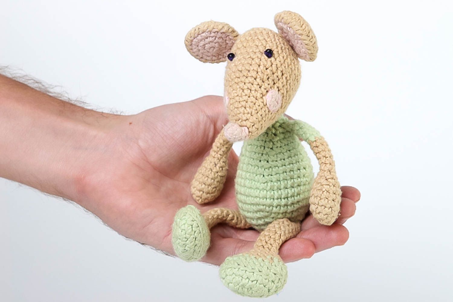 Handmade designer soft toy unusual crocheted toy cute mouse present for kid photo 5