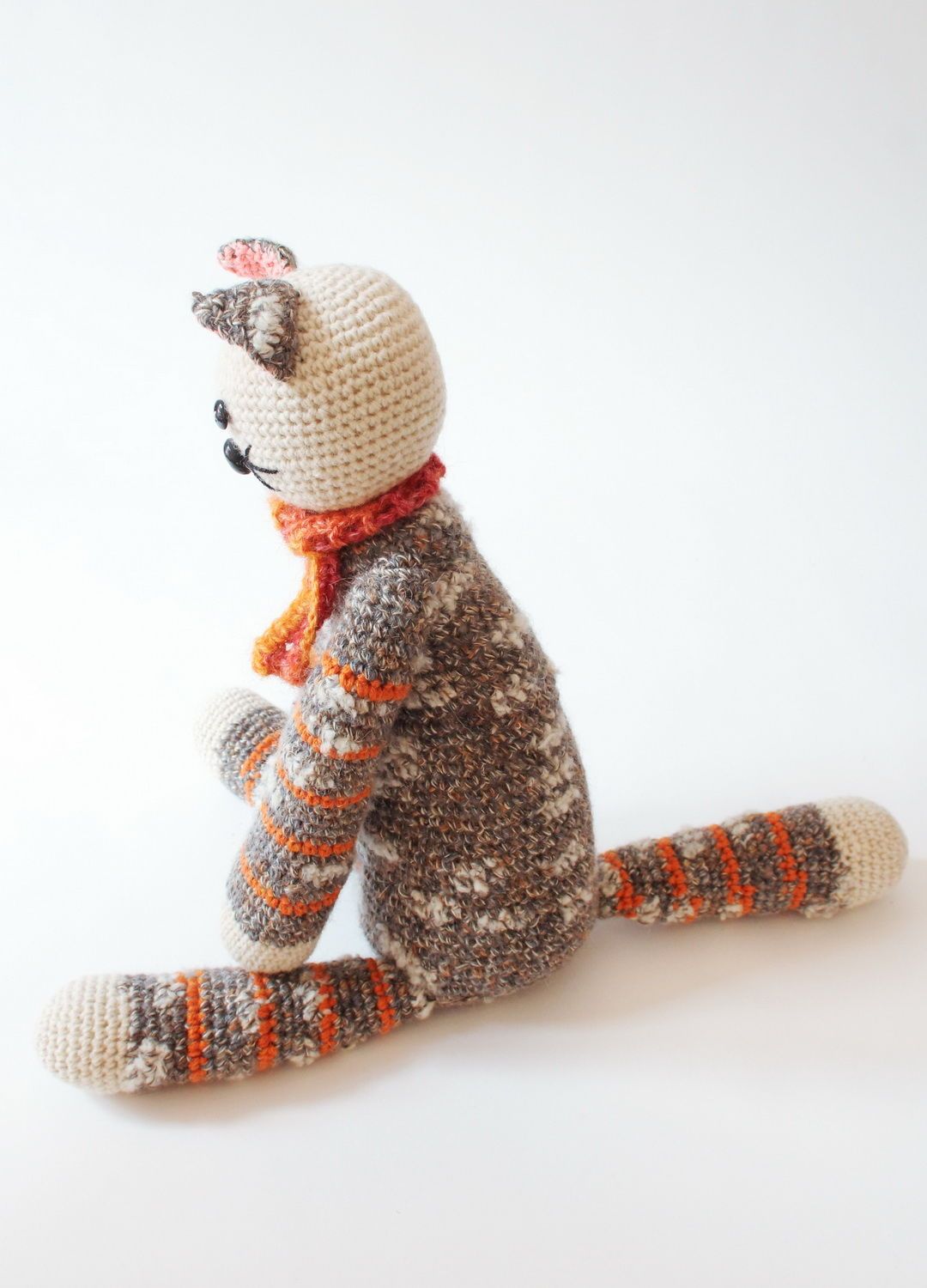 Peluche artisanale tricotée en laine Chat photo 3