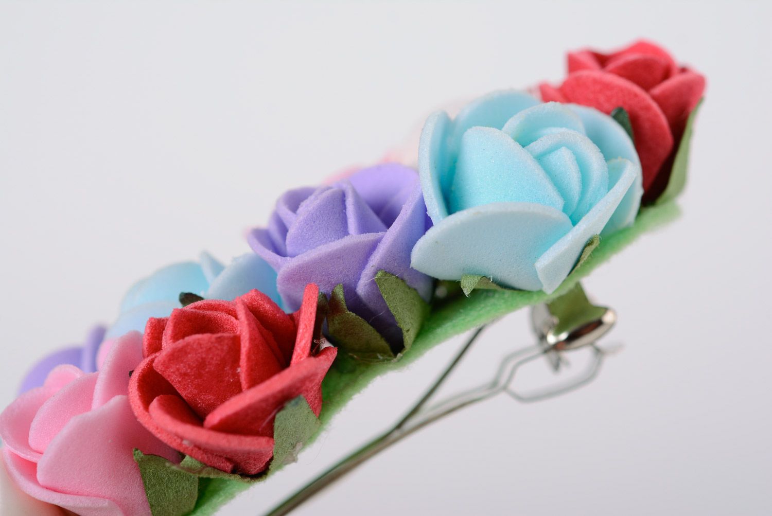 Beautiful designer handmade foamiran fabric flower hair clip automatic photo 4