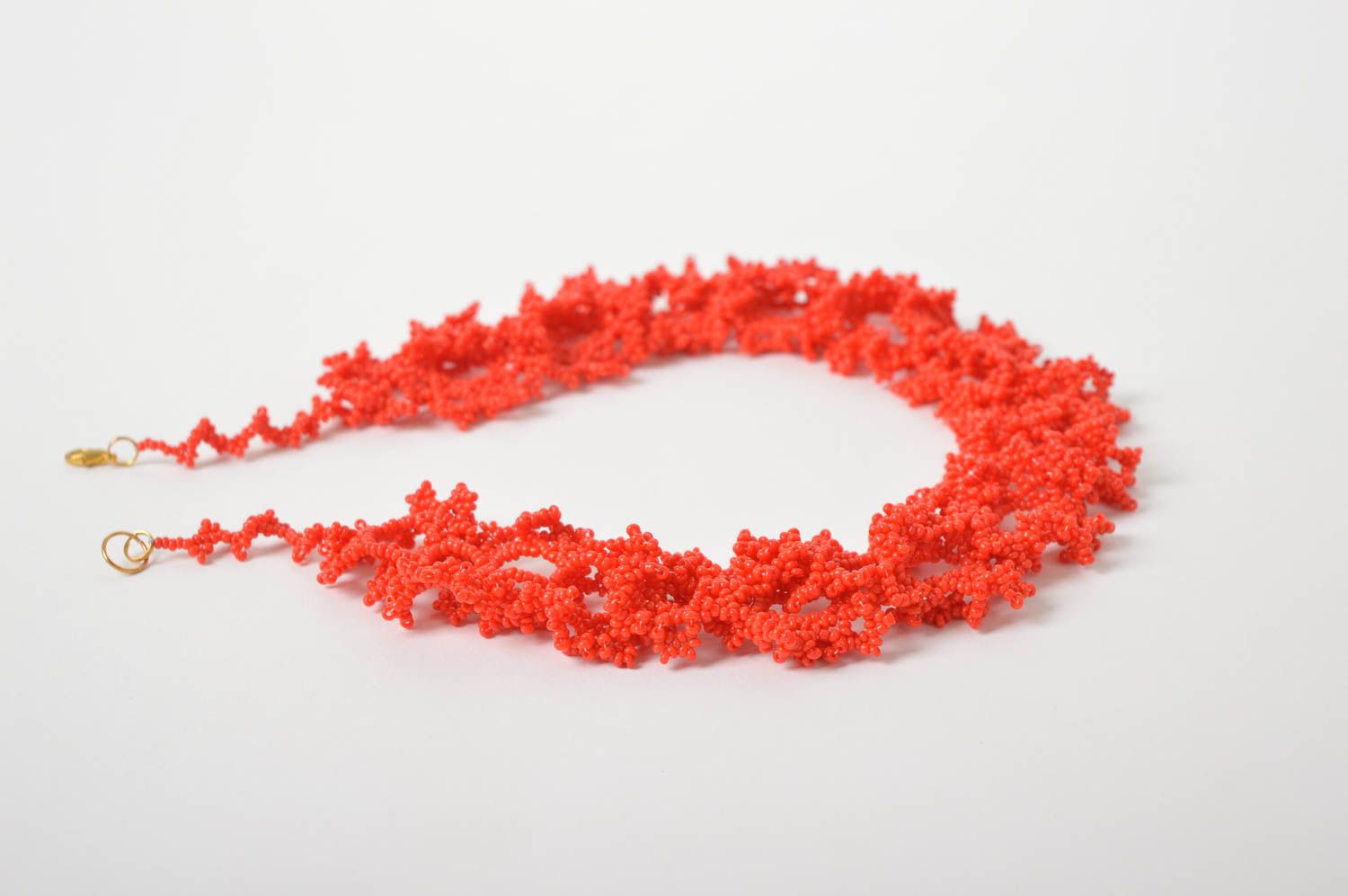 Handmade Schmuck Rocailles Kette Collier Halskette Accessoire für Frauen rot foto 2