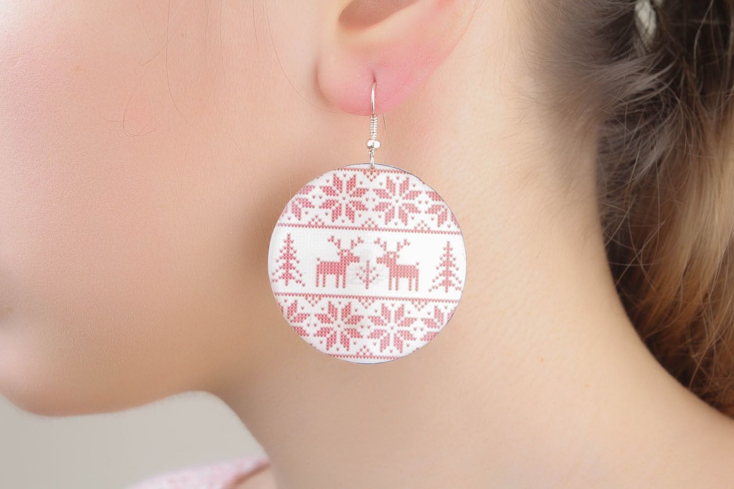 Christmas earrings with deer photo 4