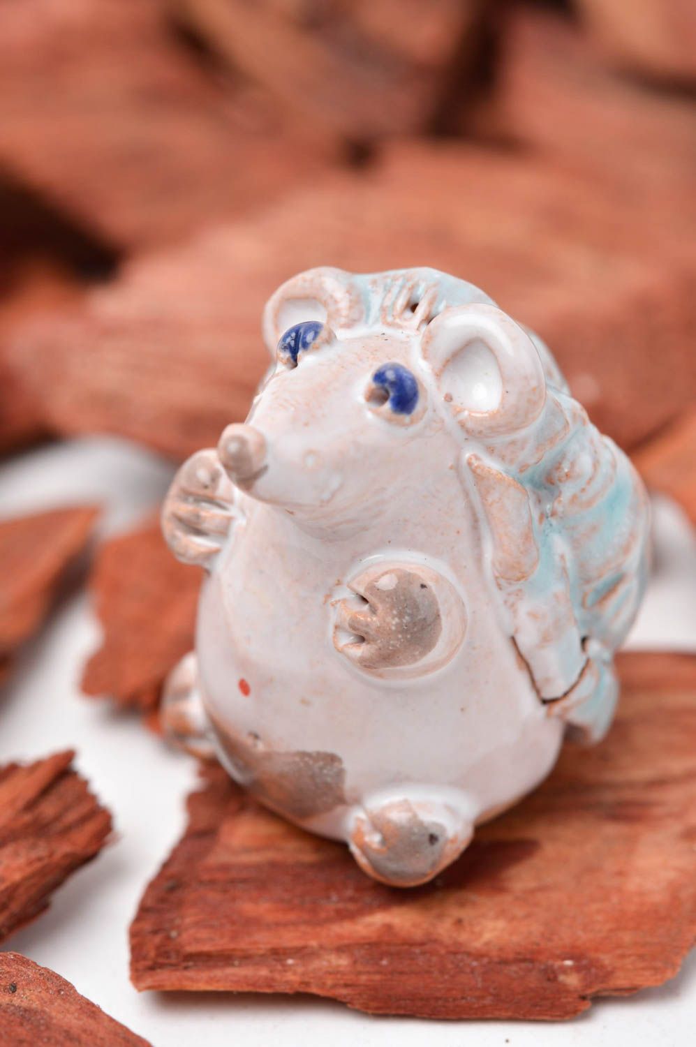 Igel handgeschaffene grell Keramik Deko Figur aus Ton Tier Statue Miniatur Figur foto 7