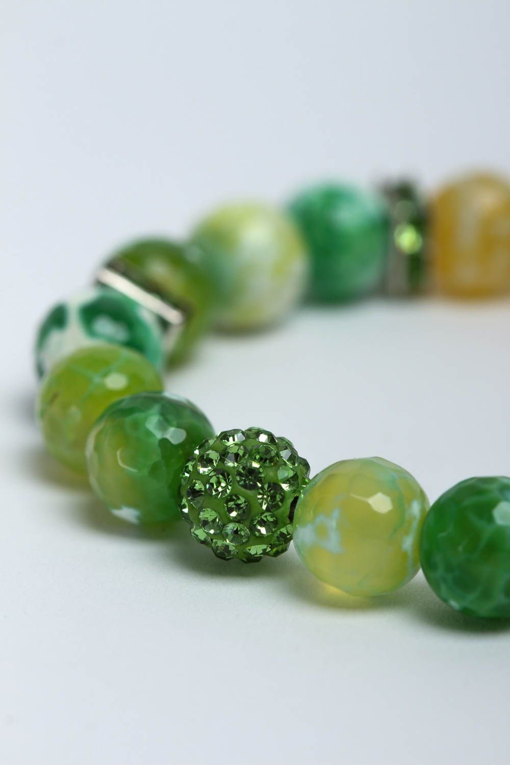 Bracelet vert Bijou fait main en agate craquelée et métal Cadeau pour femme photo 4
