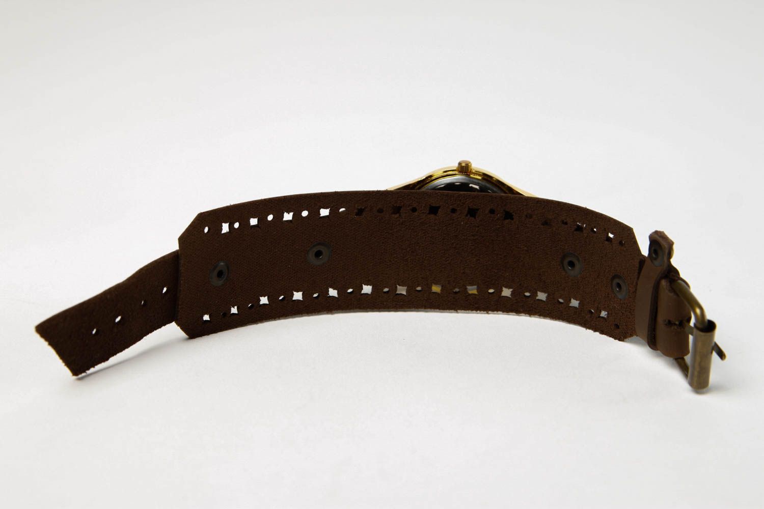 Handmade designer bracelet leather brown accessory wrist bracelet for watch photo 5