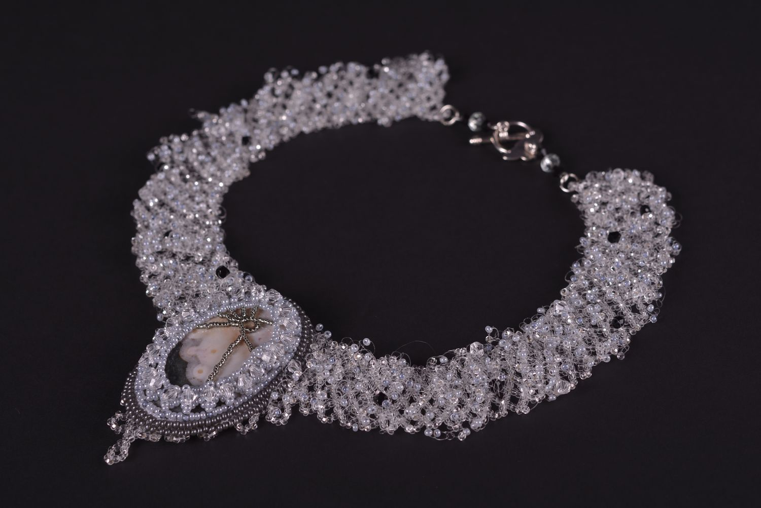 Handmade designer necklace unusual stunning necklace black elegant jewelry photo 1