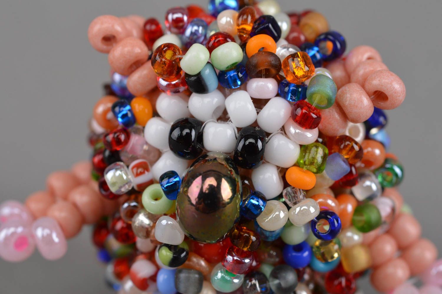 Beautiful colorful handmade designer statuette woven of beads home decor element photo 5