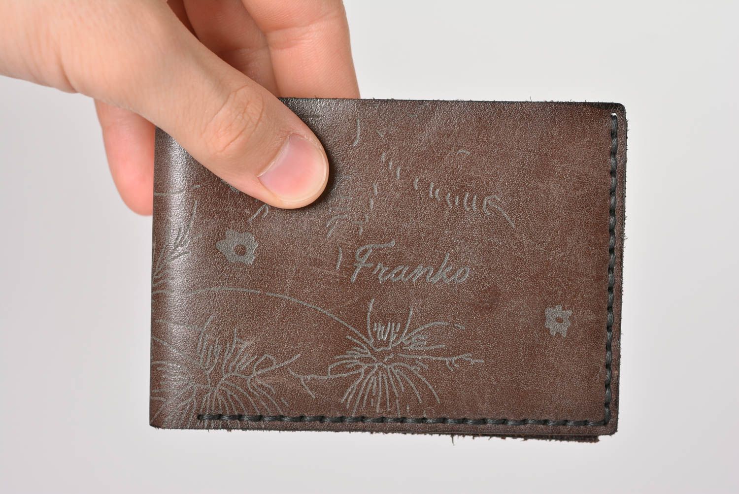Handmade Herren Geldbörse Accessoire für Männer Leder Portemonnaie mit Gravur  foto 4
