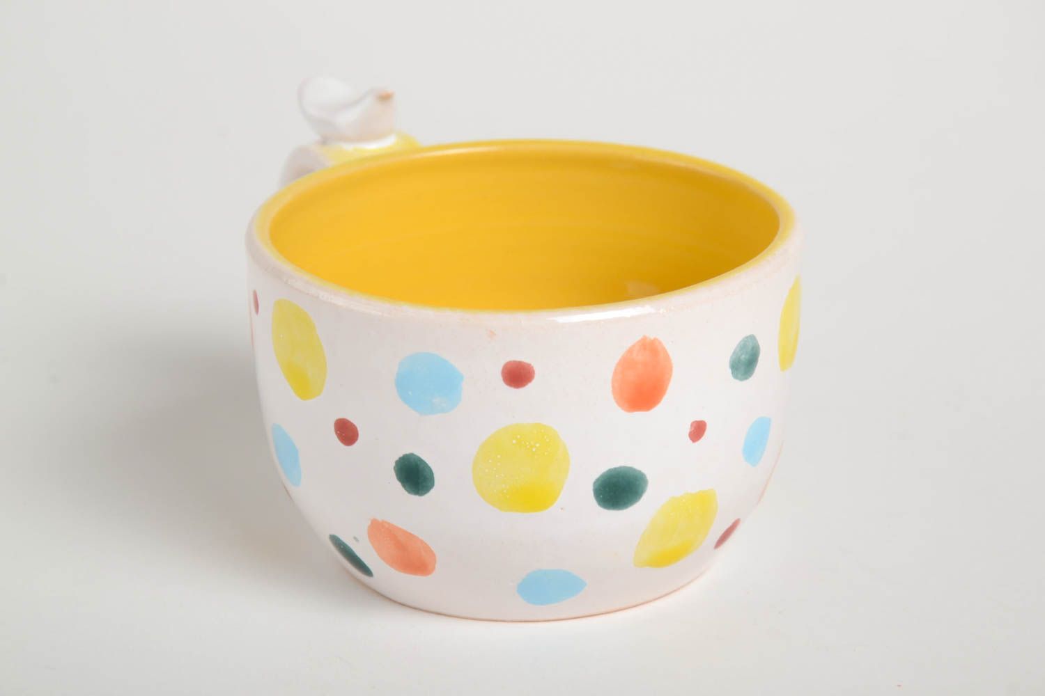 Ceramic white and yellow kids cup 0,31 lb photo 5