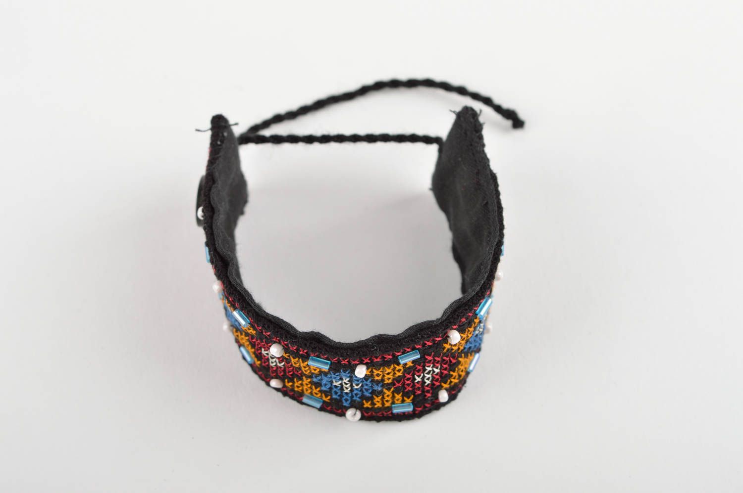 Bracelet textile Bijou fait main avec broderie Accessoire femme style ethnique photo 4