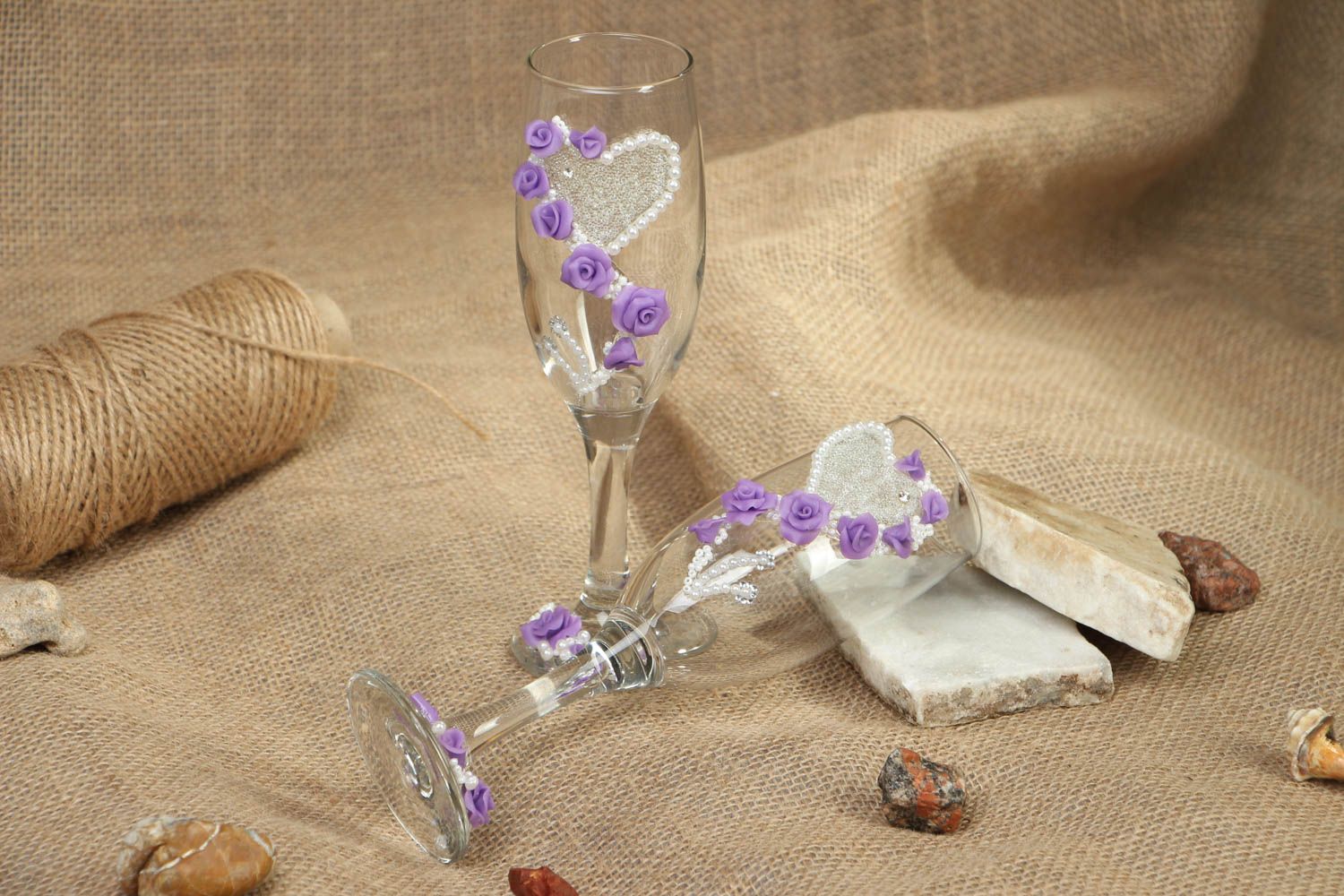 Dekorative Weingläser aus Glas Lila Traum foto 5