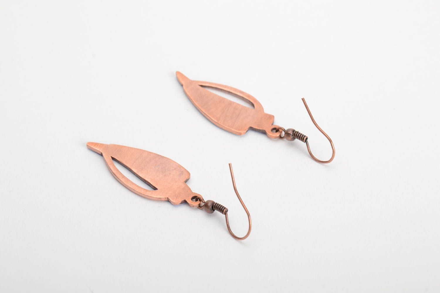 Handmade decorative copper earrings with hot enamel painting stylish jewelry photo 3