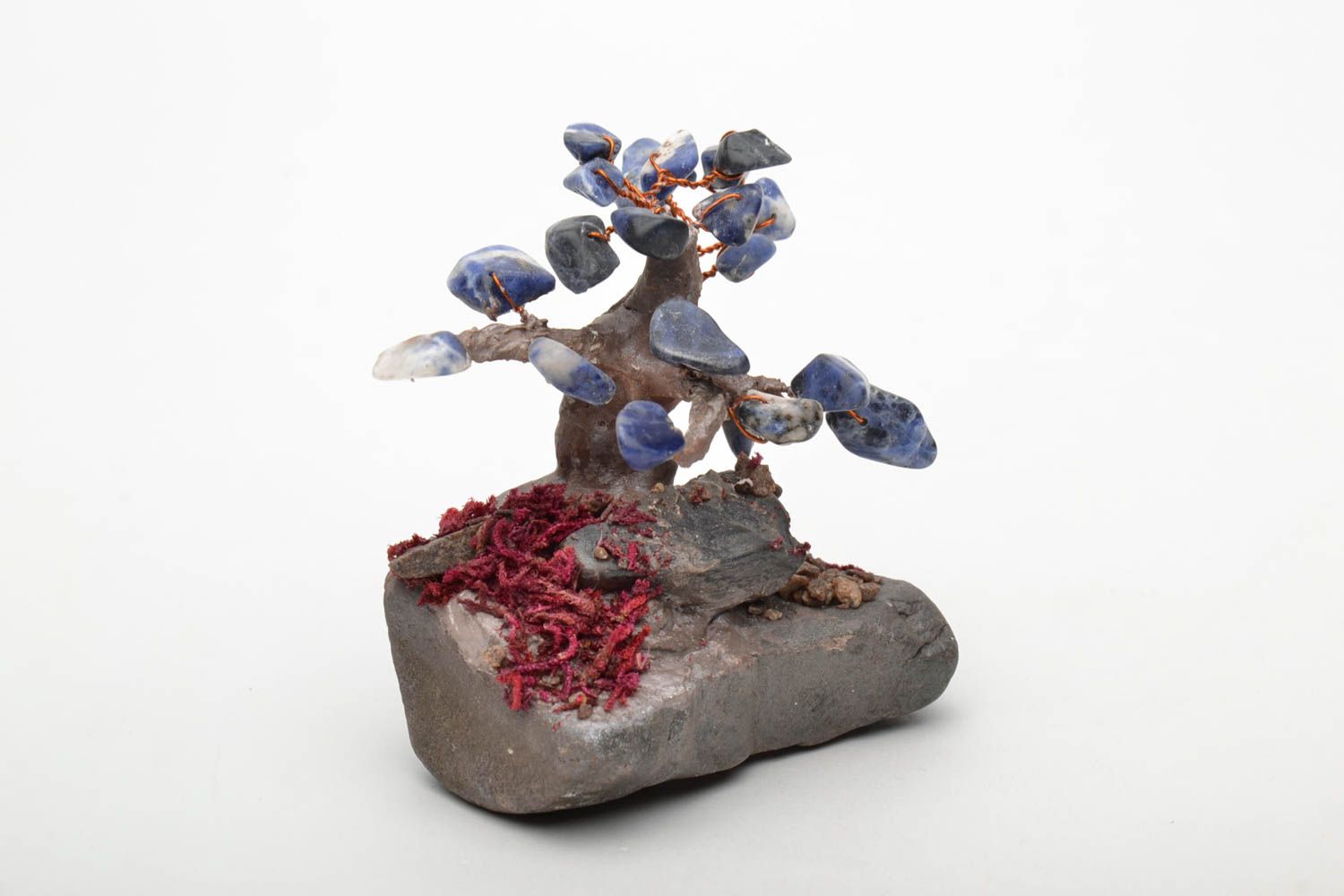 Arbre de vie en pierres naturelles bleues décoratif artificiel fait main photo 3