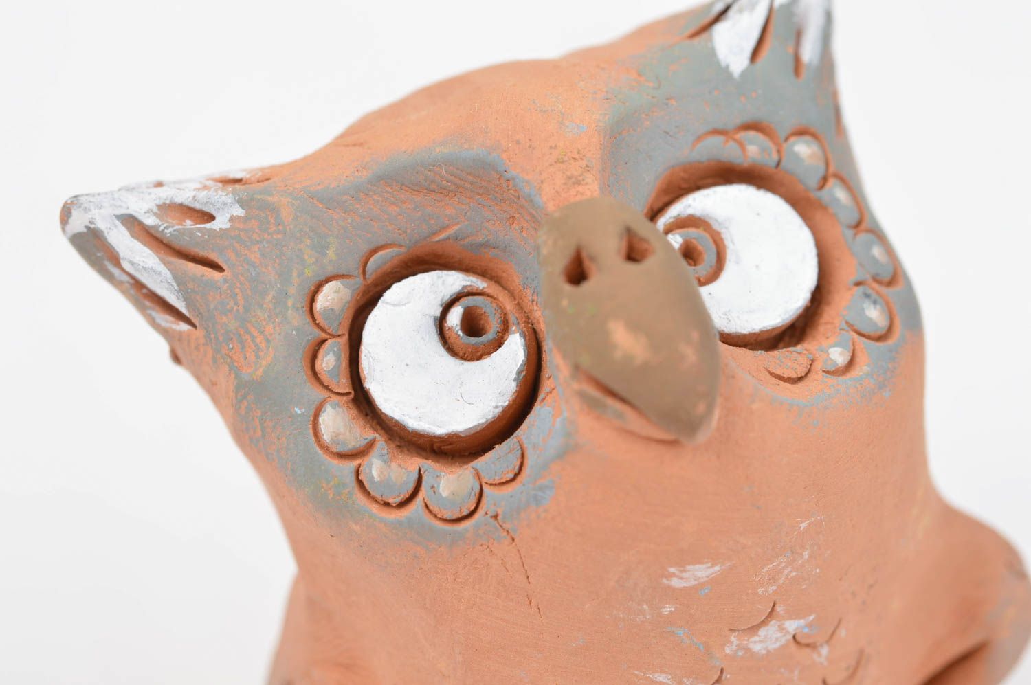 Статуэтка для декора ручной работы сова статуэтка животного фигурка из глины фото 5